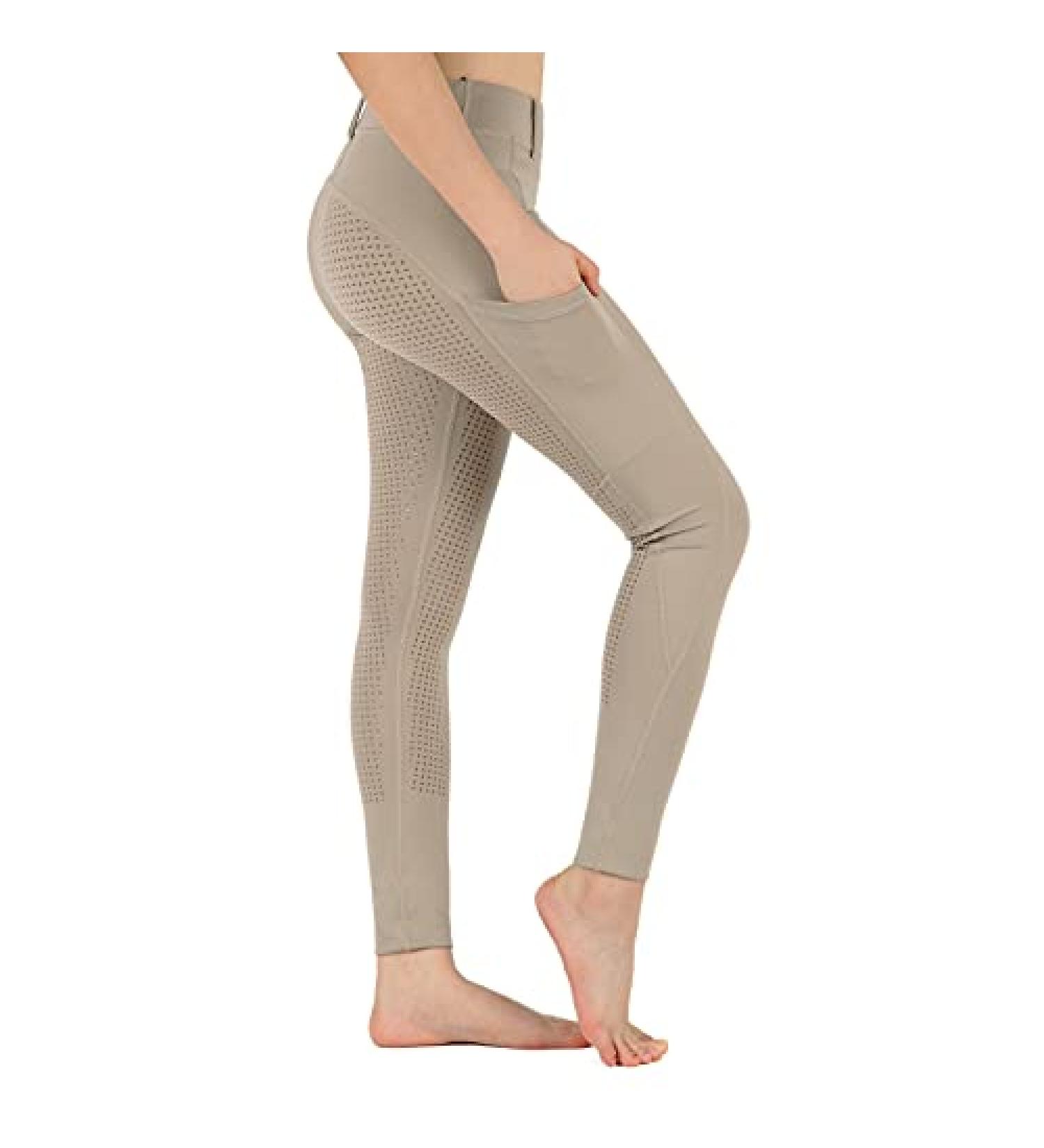 Beroy Girls Equestrian Breeches - Kids Full Seat Horse Riding Pants, Khaki Large - Buy Online on GoSupps.com