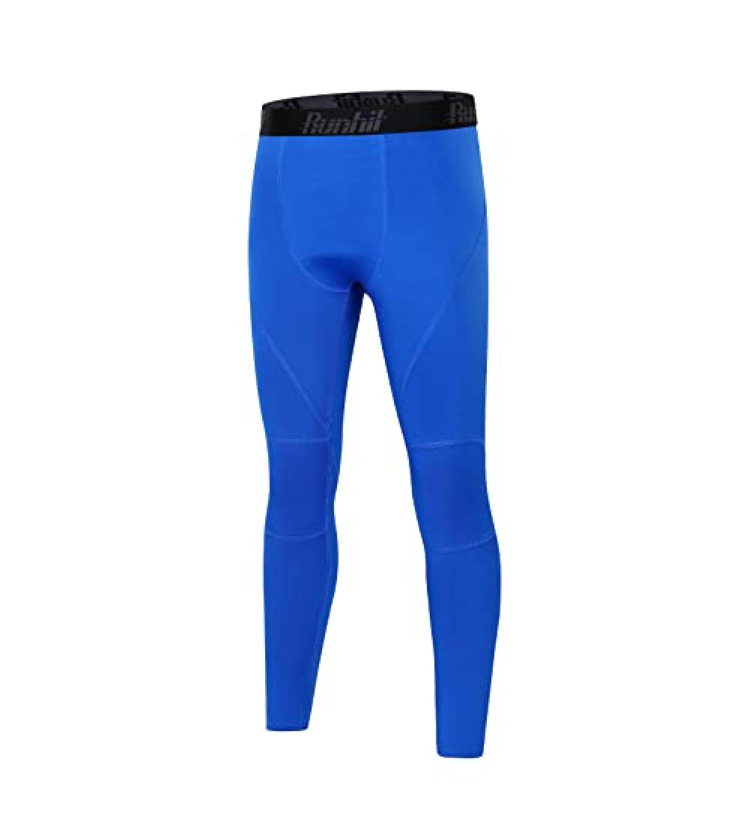 Runhit Boys Compression Leggings - Youth Athletic Tights for Basketball - Blue, Large - Buy Online on GoSupps.com