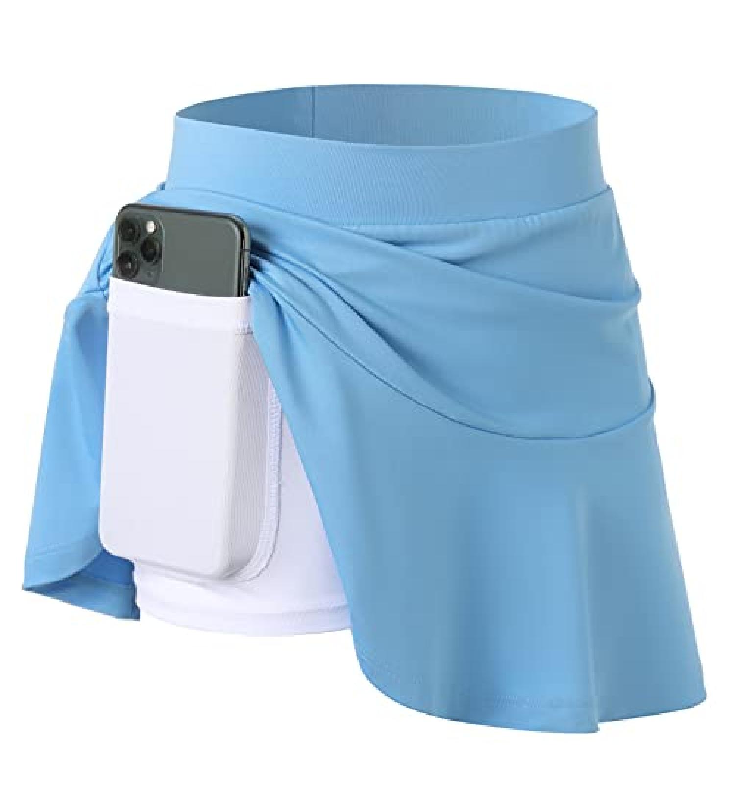 MERIABNY Girls Tennis Skirt with Built-in Shorts - Blue Athletic Skort for Golf & Running | Ages 10-11 - Buy Online on GoSupps.com