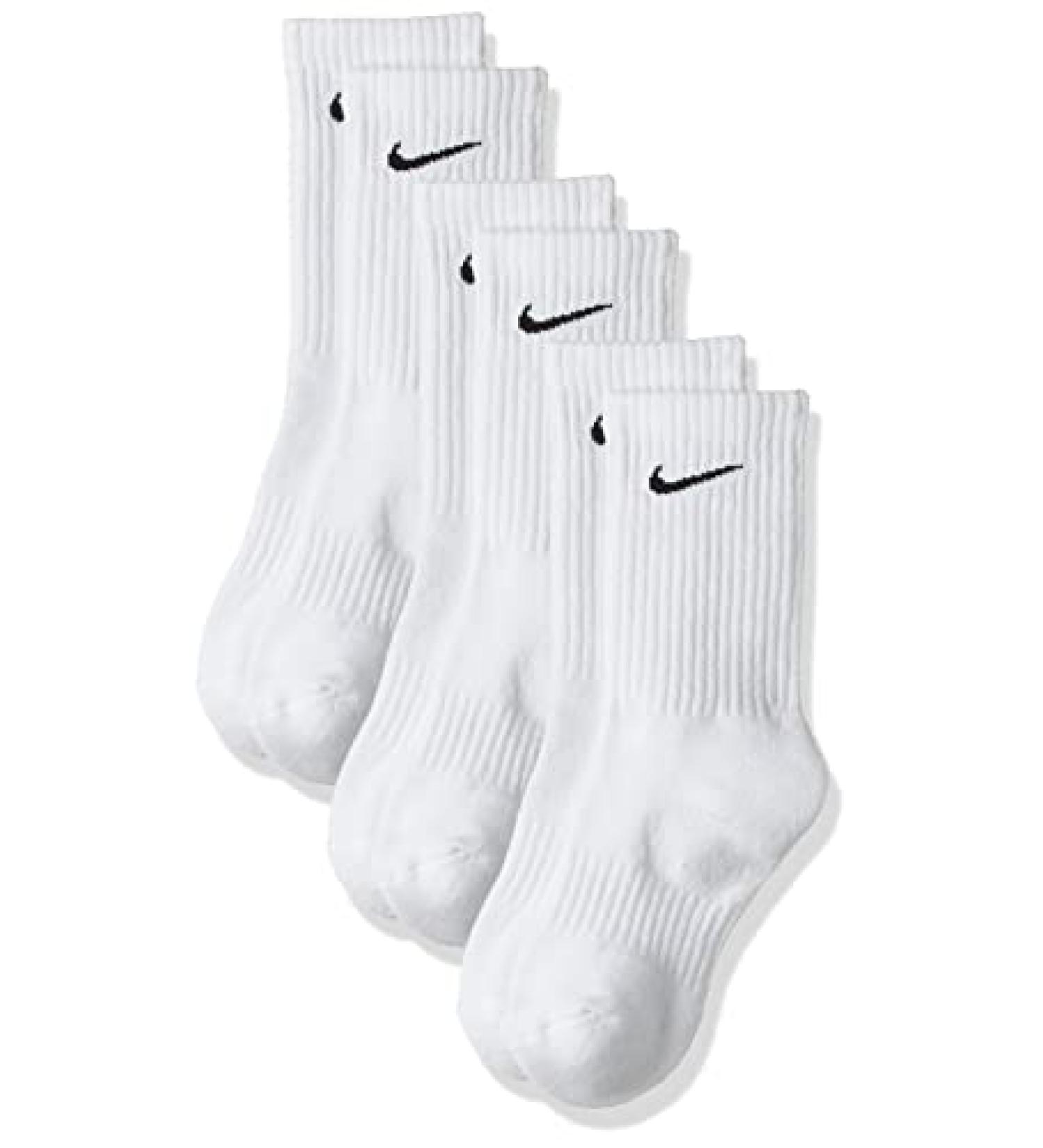 Performance Lightweight Crew Training Socks (3 Pair) (Medium, White/Black)