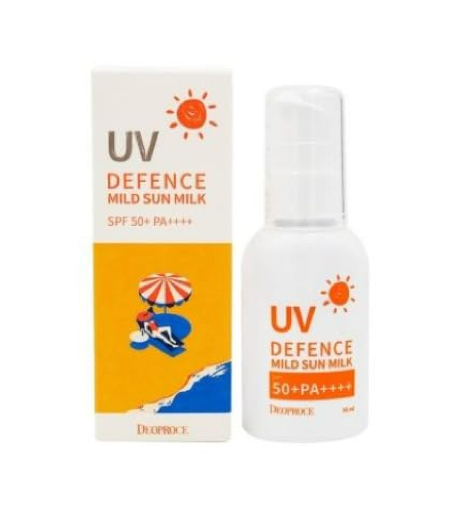 Deoproce UV Defence Mild Sun Milk SPF50+ PA++++ | Lightweight & Gentle Sun Protection | 55ml - Buy Online on GoSupps.com