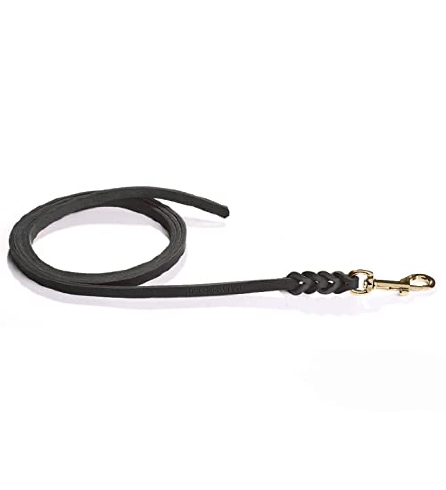 Fat leather line 1m / 1.35m / 2.20m / 3m chrome or brass without hand loop (2.20m x 12mm black brass hook) 2.20m x 12mm black brass hook