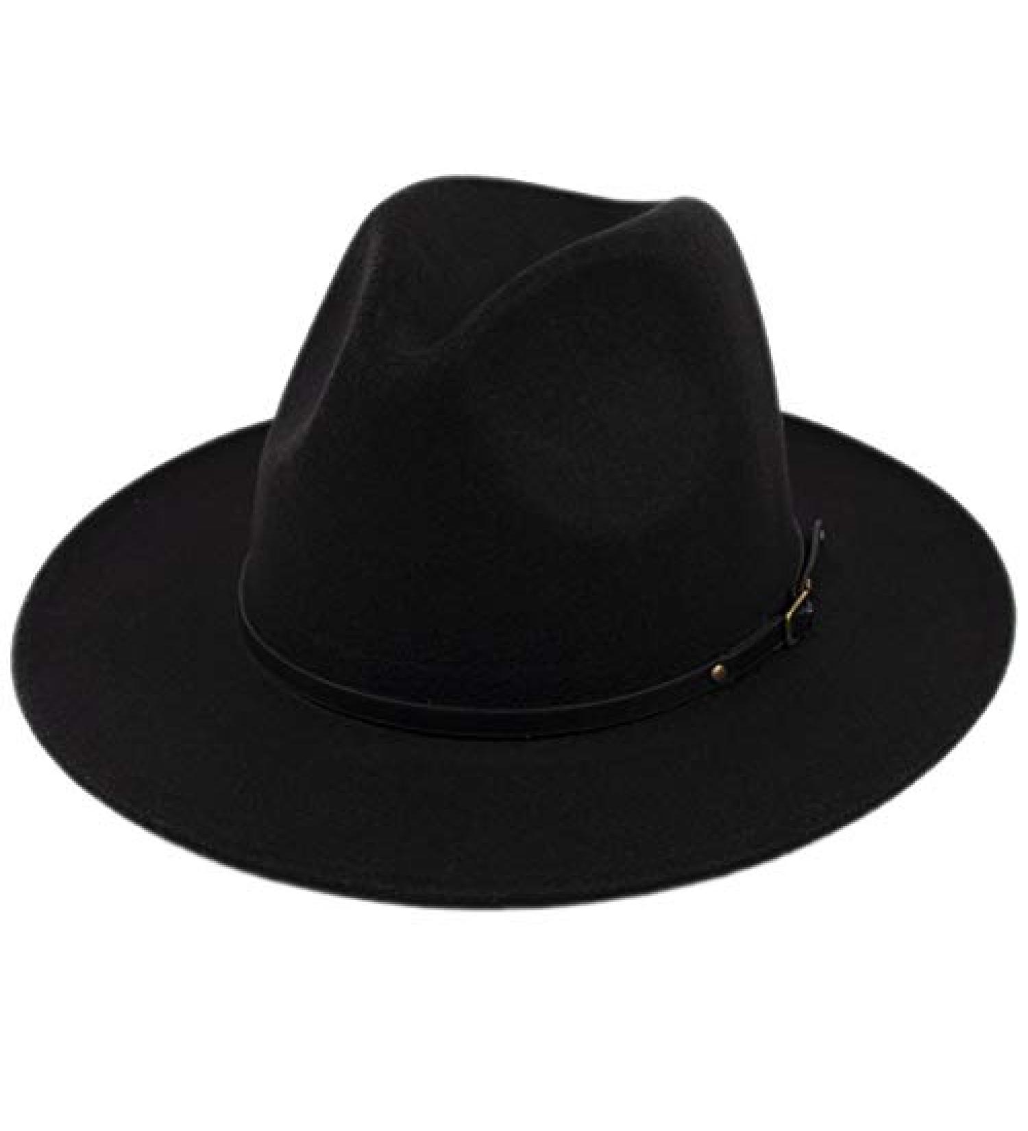 Lanzom Women's Wide Brim Floppy Panama Fedora Hat - Black, One Size - Buy Online on GoSupps.com