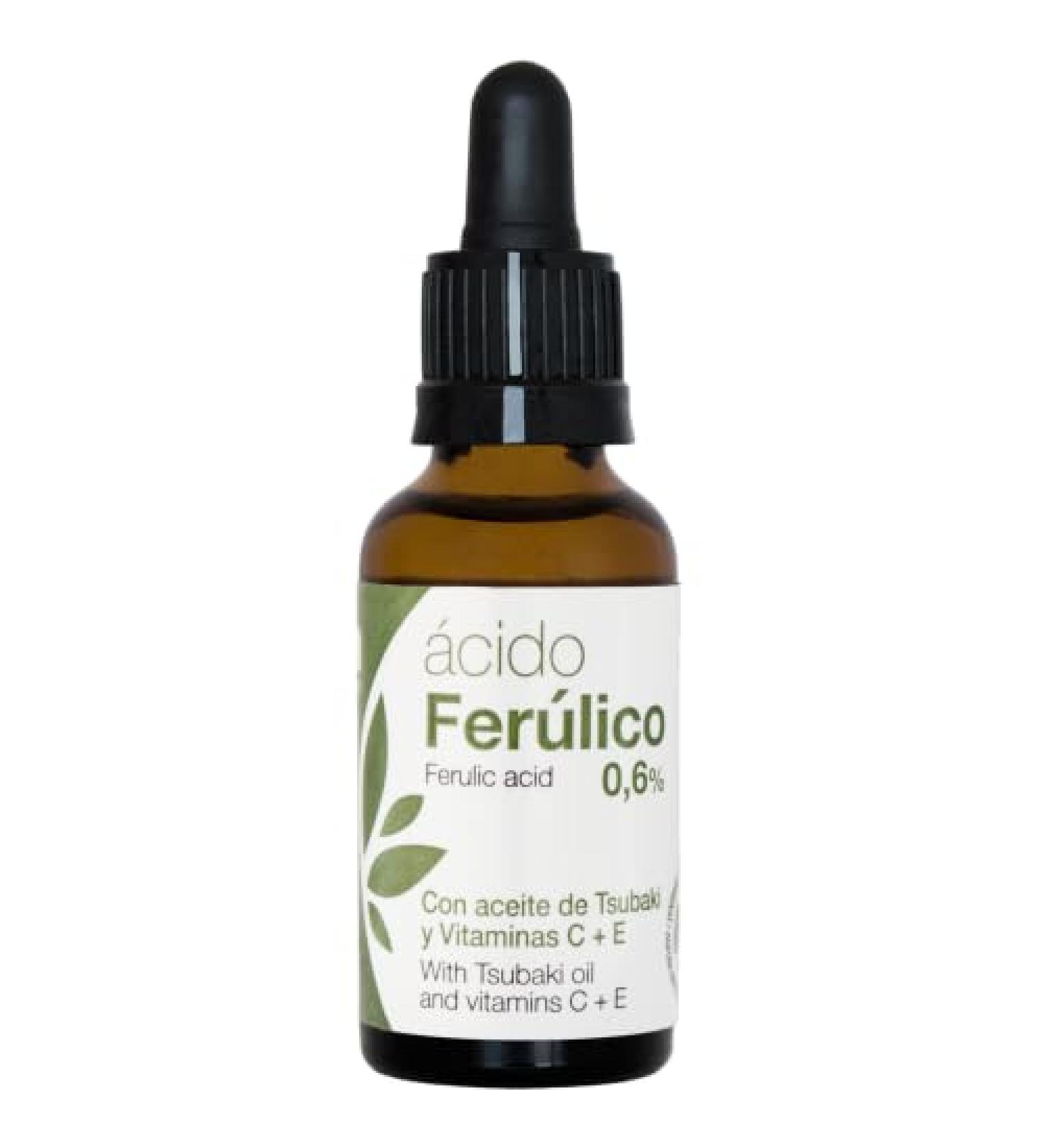 Ferulic Acid Serum 0.6% With Tsubaki Oil and Vitamins C+E Anti-Aging Face Treatment 30ml Dropper Bottle - Buy Online on GoSupps.com