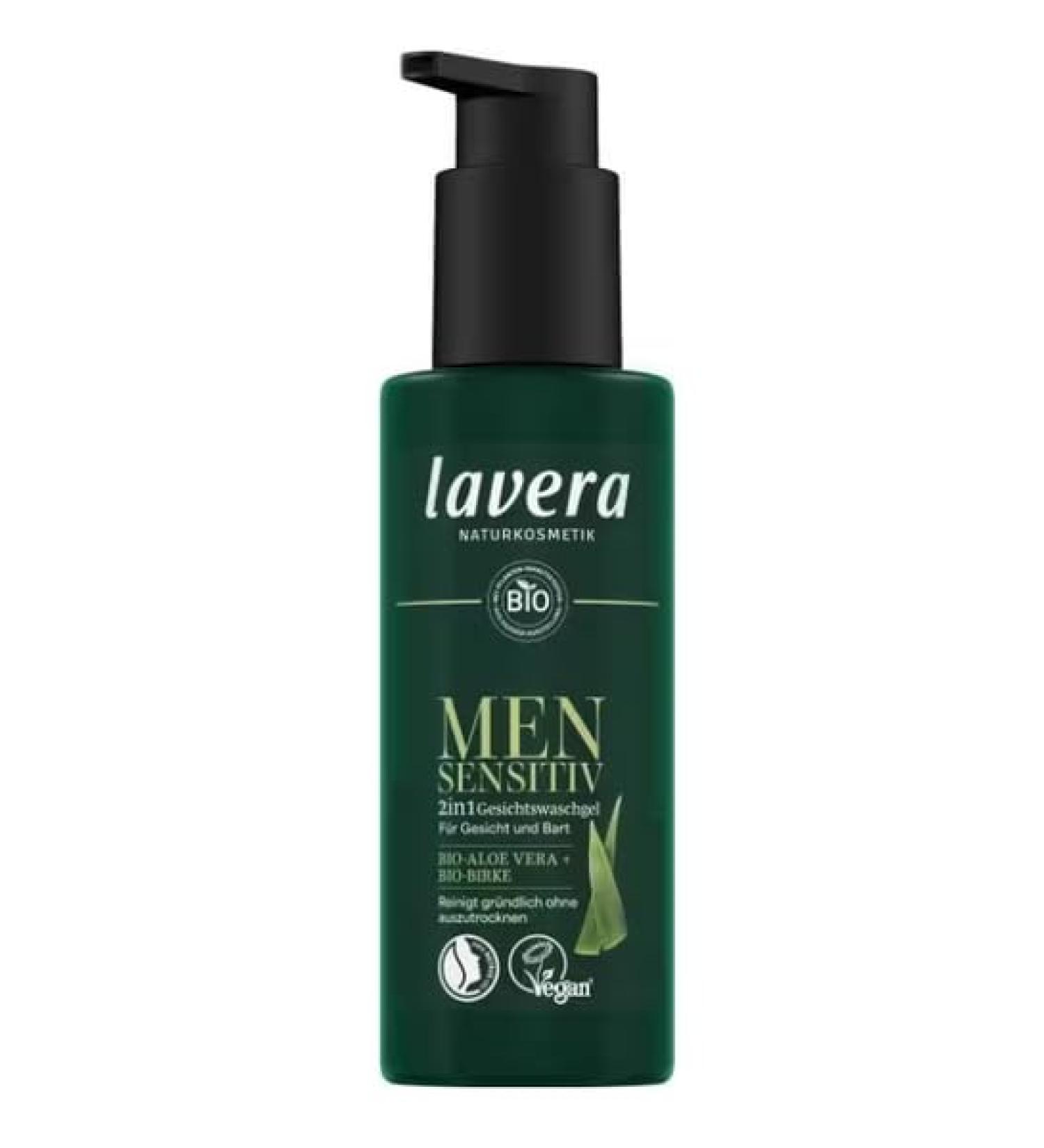 lavera Men Sensitiv Gel nettoyant 2 en 1 pour le visage - Hydratant - Nettoyage sans dess chement - Pour peaux sensibles - V g talien - Cosm tique naturel - 150 ml
