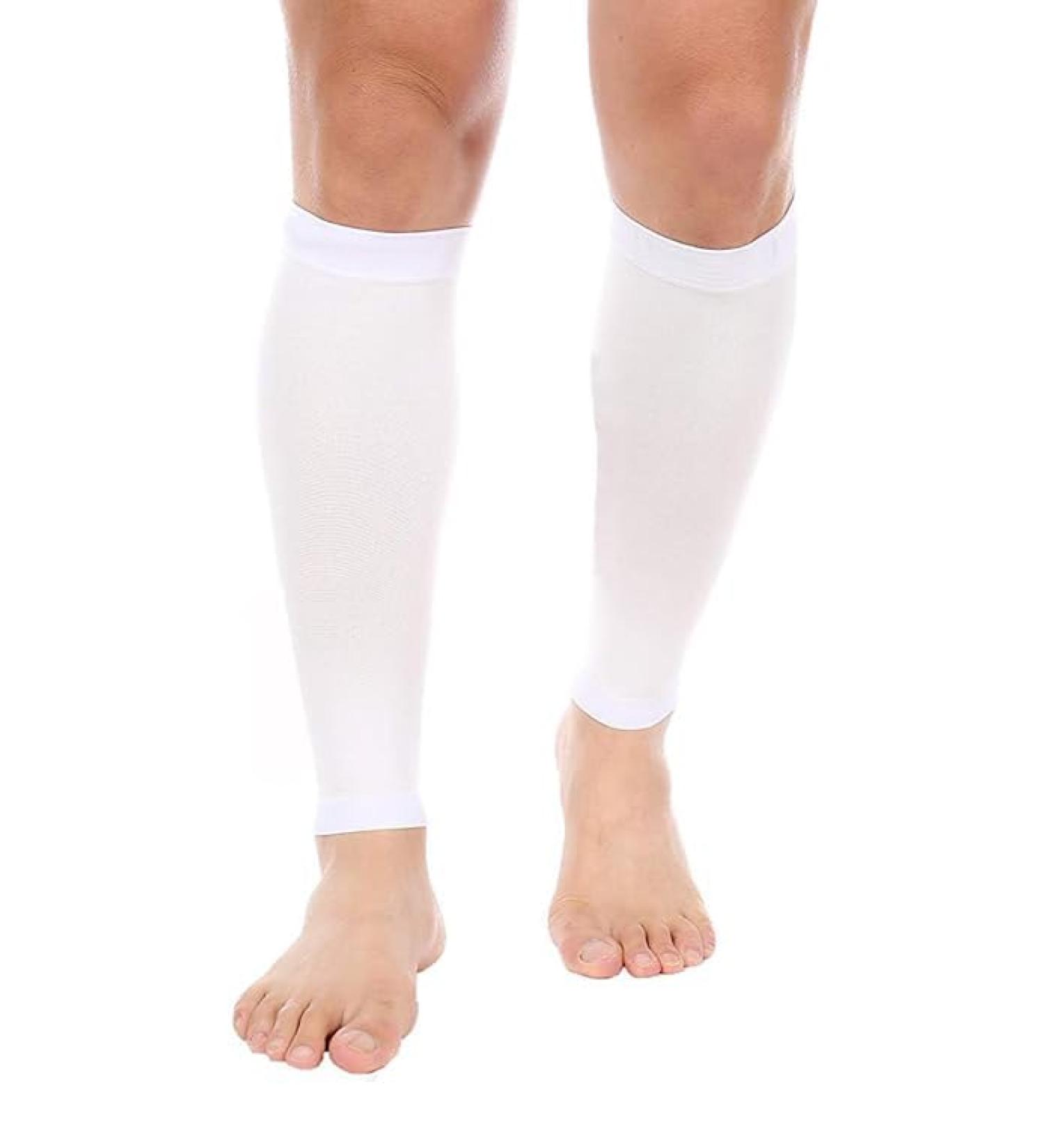 Unisex Free Size White Leg/Calf Sleeve - Comfortable Compression Support - 1 Pair for Sports & Recovery - Buy Online on GoSupps.com