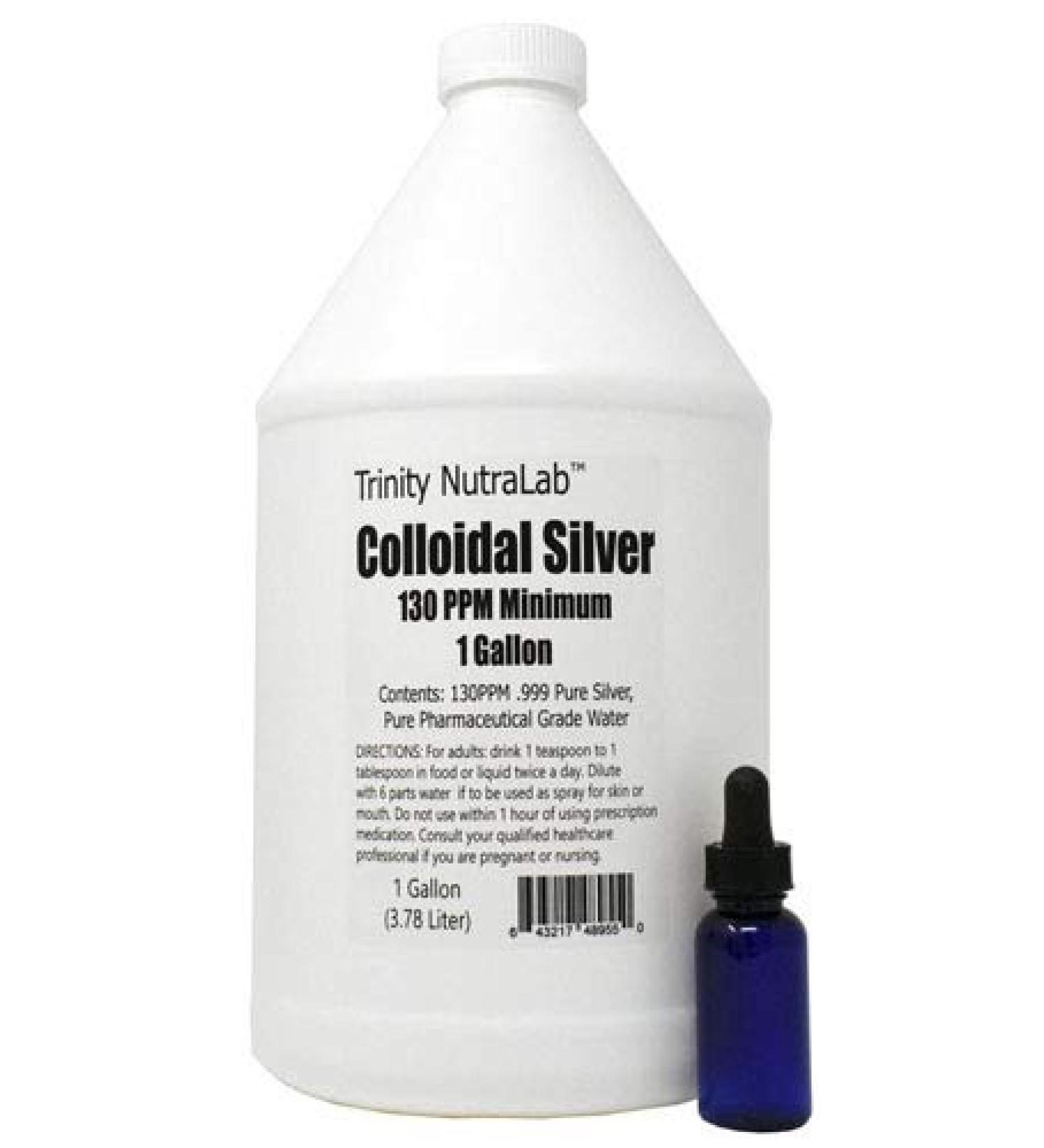Trinity NutraLab 130PPM Colloidal Silver 1 Gallon - Certified Lab Tested, 100% Pure & Natural - 128 Fl Oz - Buy Online on GoSupps.com