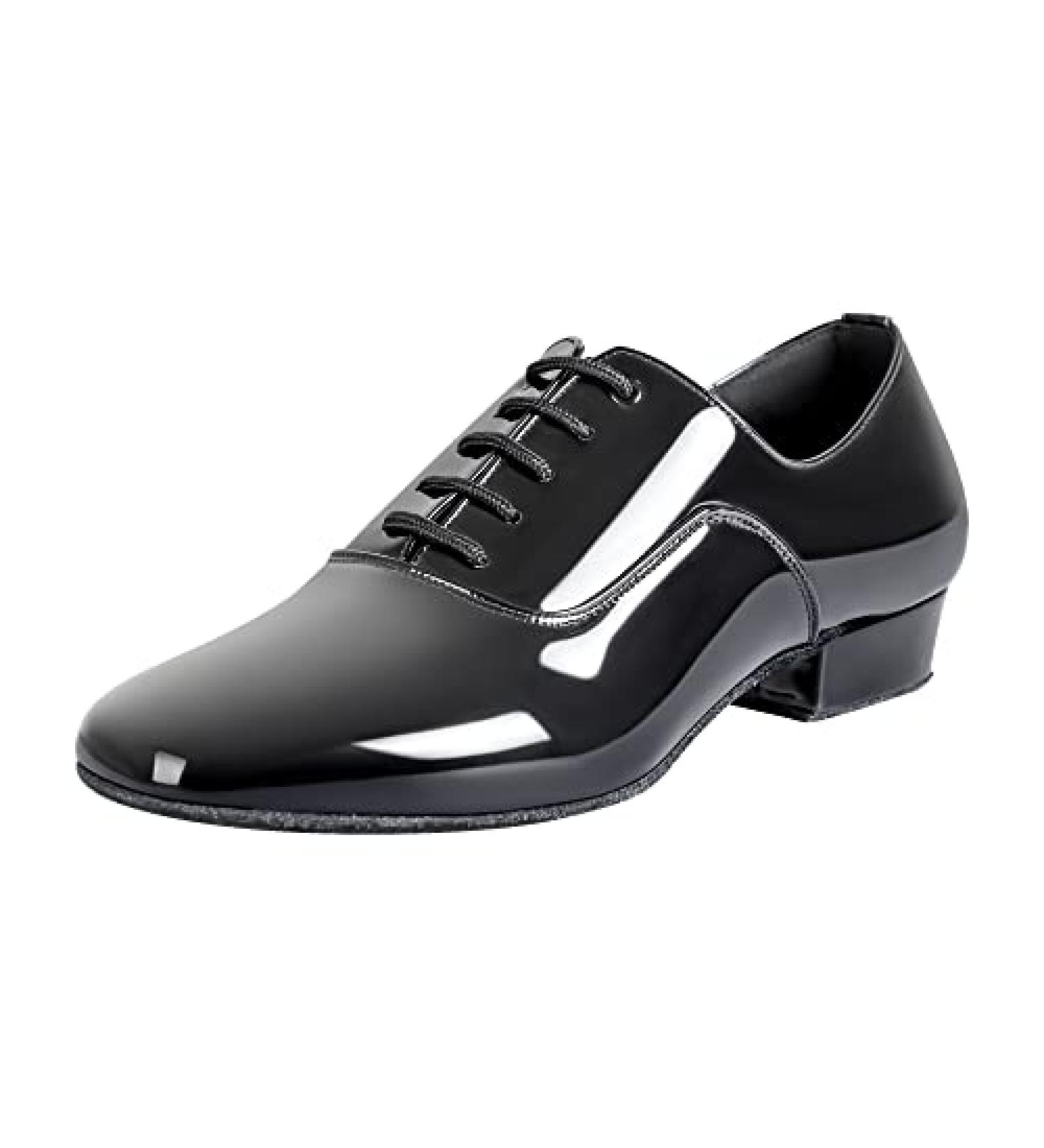 Linodes Men's 1 Leather Sole Latin Dance Shoes - Size 9, Black Patent - Buy Online on GoSupps.com