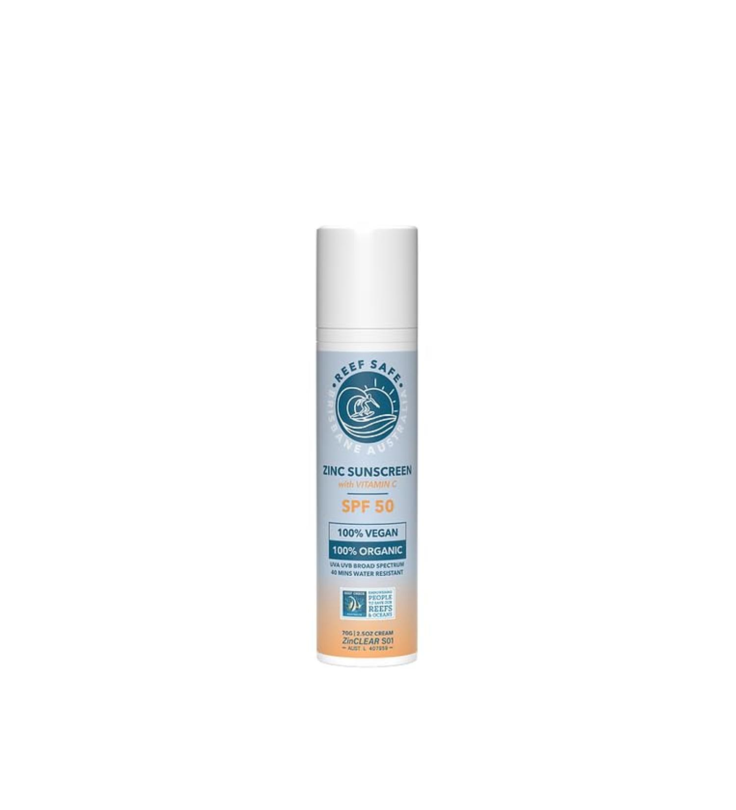Coral Reef Safe Sunscreen SPF50 + Vitamin C Hawaii Compliant Australian Made 100% Organic Natural Sunscreen No Chemicals