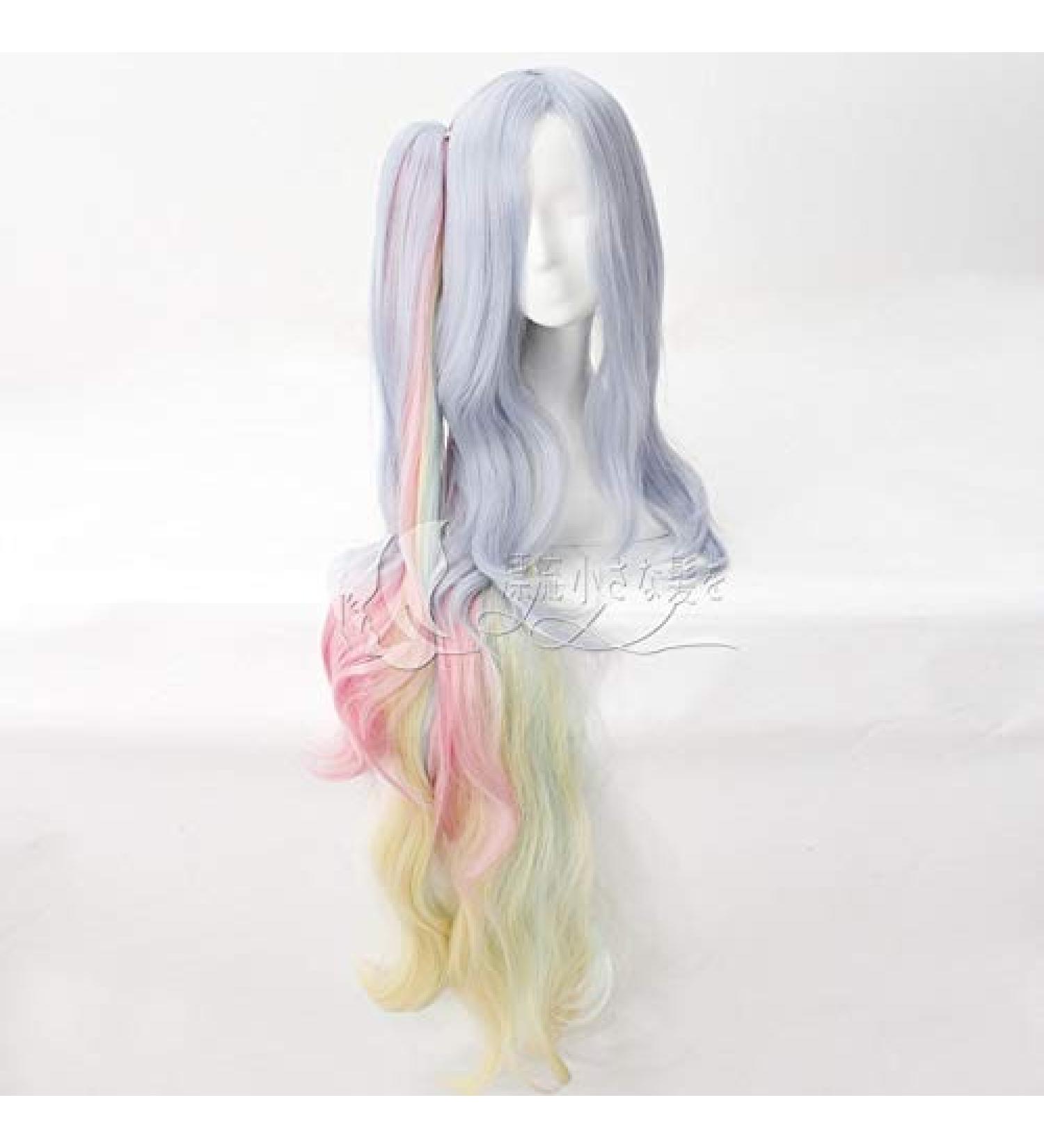 No Game No Life Shiro Cosplay Wig - 120cm Heat Resistant Long Wavy Blue Pink Yellow Synthetic Hair + Wig Cap - International Shipping Available - Buy Online on GoSupps.com