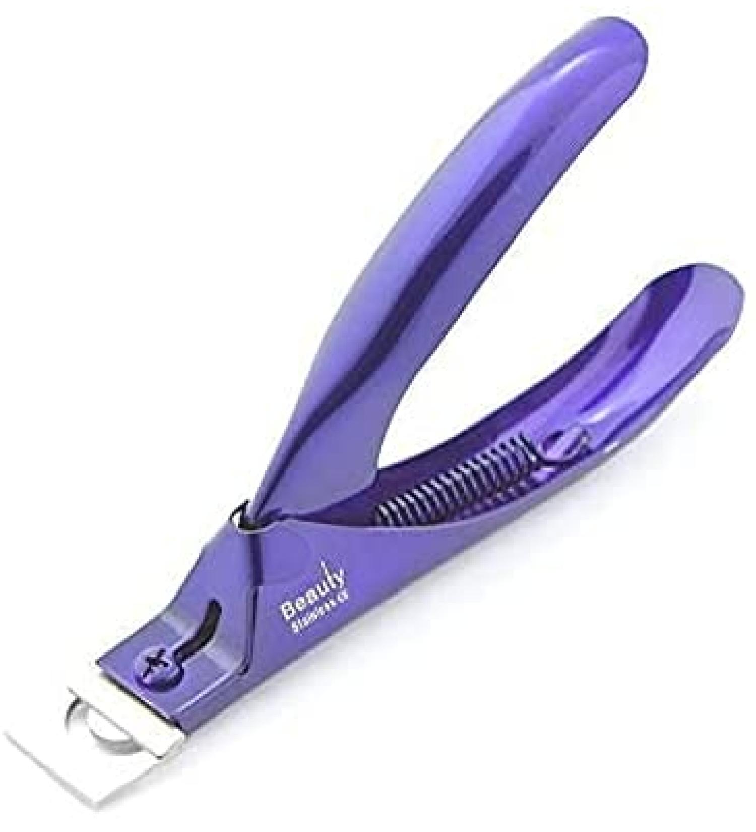 Acrylic False Nail Tip Clipper Stainless Steel Nail Tip Cutter Trimmer Fake Nail Clippers for Nail Extensions Perfect for Home or Professional use (Purple)