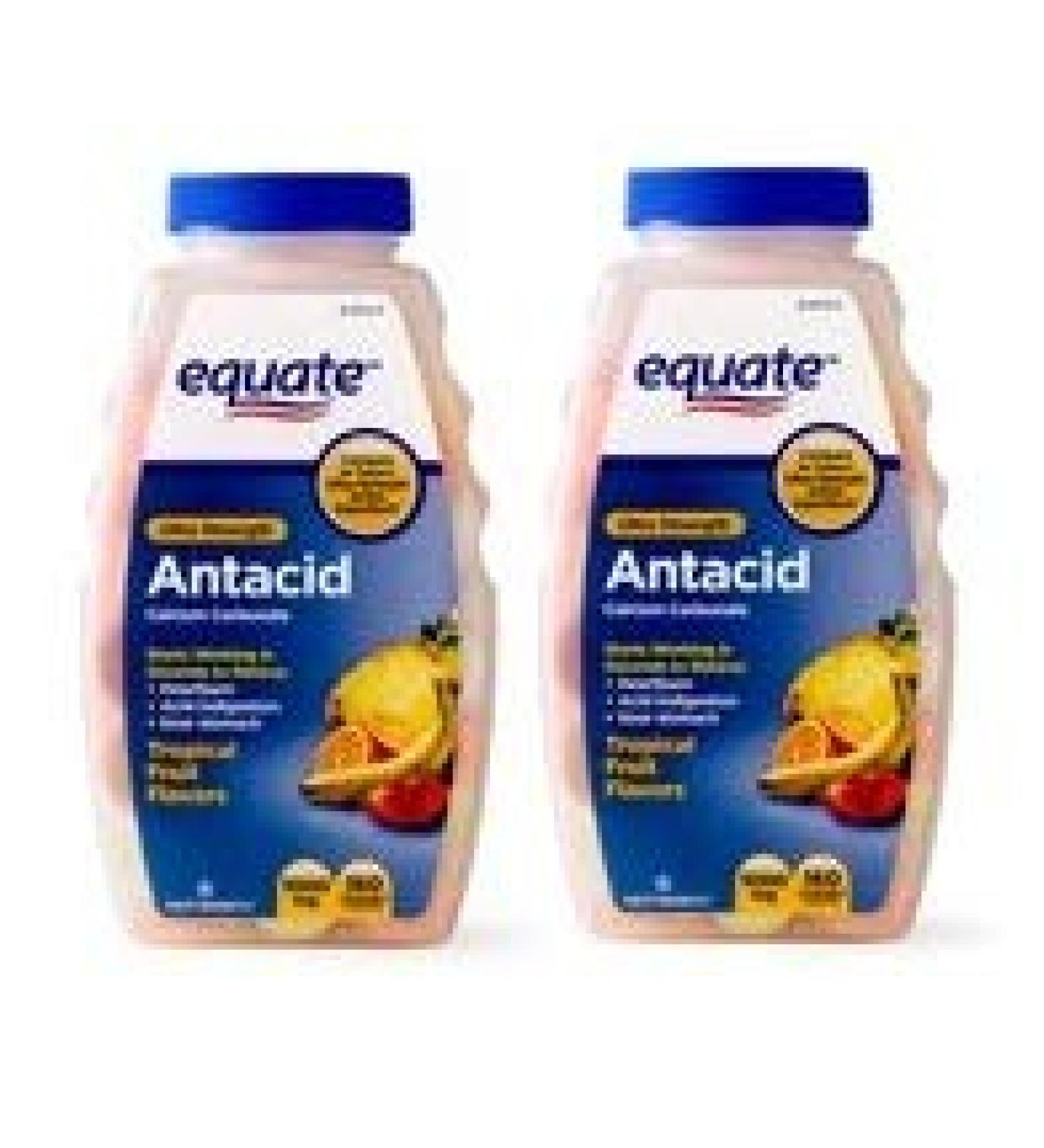 Equate Antacid Tablets Ultra Strength Tropical Fruit Flavors Chewable Tablets 1000 mg 160 Count (Pack of 2) - Buy Online on GoSupps.com