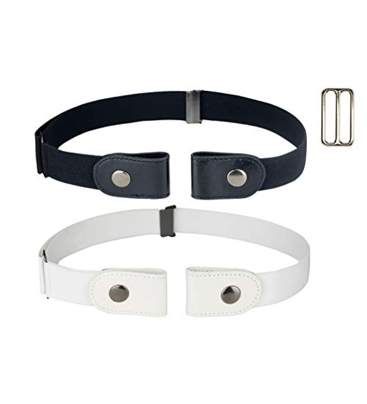 Invisible Elastic Stretch Belt 2-Pack for Women/Men - Black & White (24-50 Waist) - Buy Online on GoSupps.com