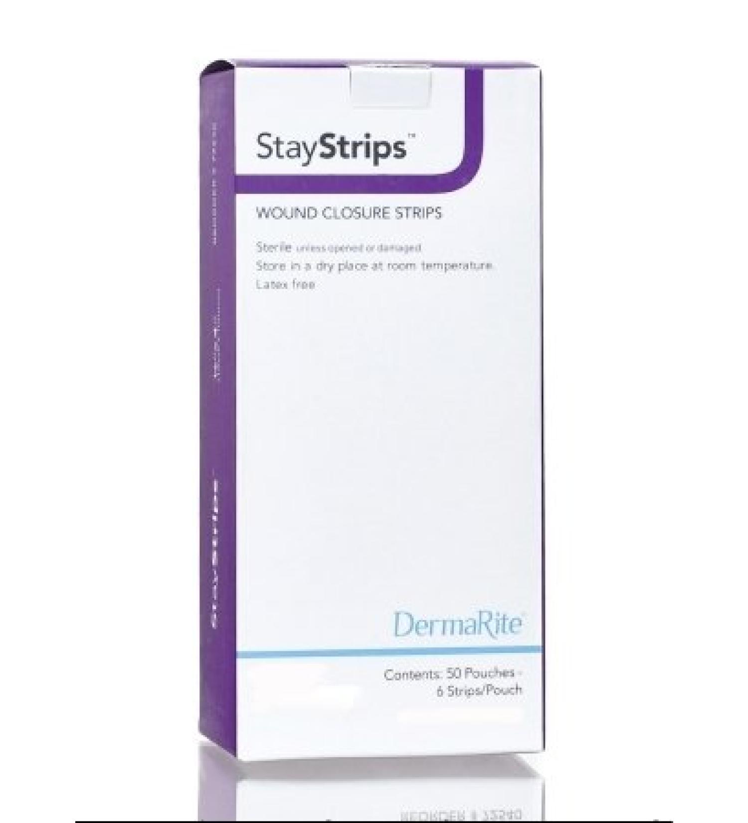 StayStrips Wound Closure Strips with Hypoallergenic Adhesive - 1/8 x 3 - Moisture and Air Permeable Conforms to Wound Edges Reduces Scar Formation Comfortable and Conformable