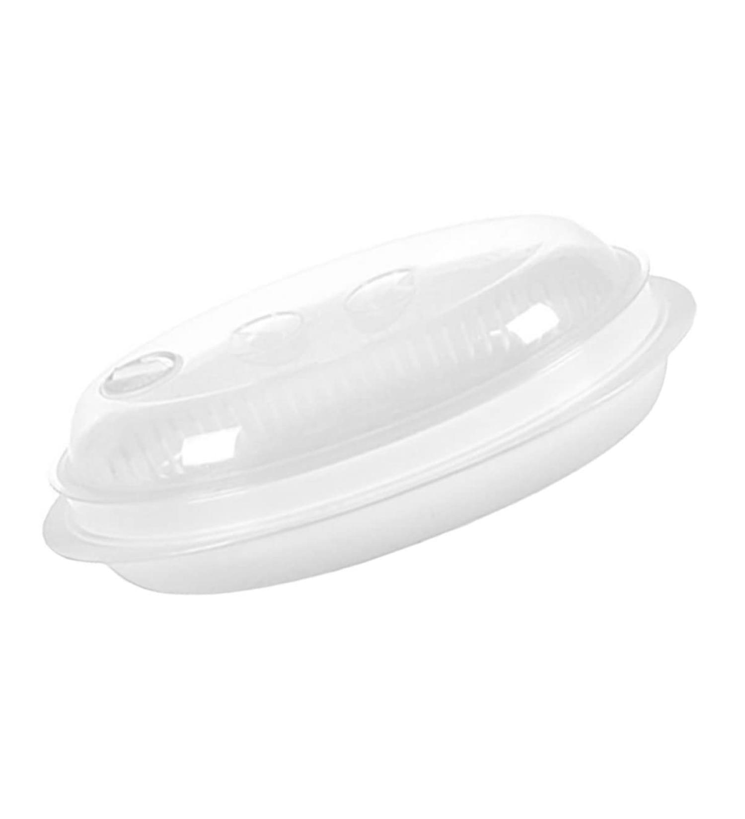 Cabilock 1pc Steamer Dumpling Container with Lid Microwave Cooking Pot Fish Steaming Holder Microwave Cookware Oval Fish Pan Microwave Containers Food Grade Pp Rice Microwave Dish White White 32.7x18.6cm - Buy Online on GoSupps.com