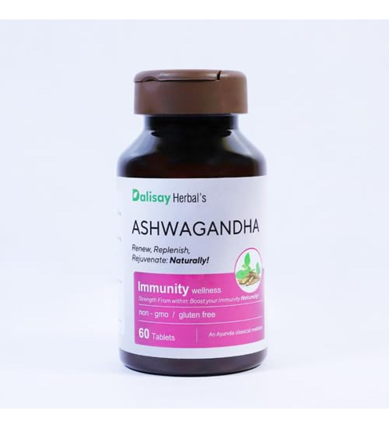 GLOBAL AYUCARE Dalisay Herbal's Ashwagandha Immunity Wellness Supplement 500mg 60 Tablets Non-GMO Gluten Free for Stress Relief Anxiety Support Sleep