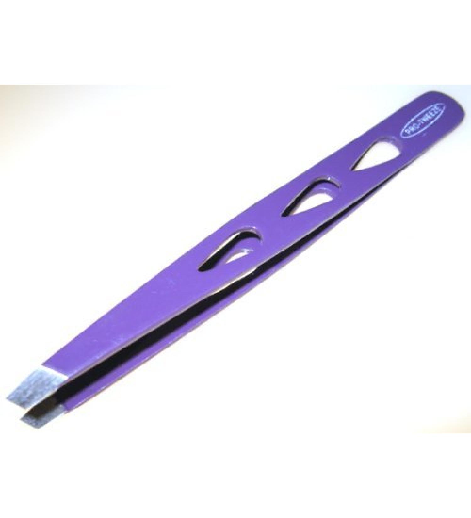 EYEBROW TWEEZERS w/Slanted tips & 3-HOLE TEAR DROP DESIGN Color PURPLE