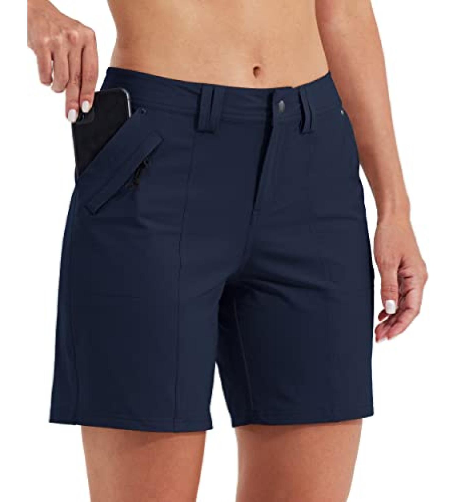 Willit Women's Golf Hiking Shorts 7 | Quick Dry & Water Resistant | Deep Blue, Size 12 - Buy Online on GoSupps.com