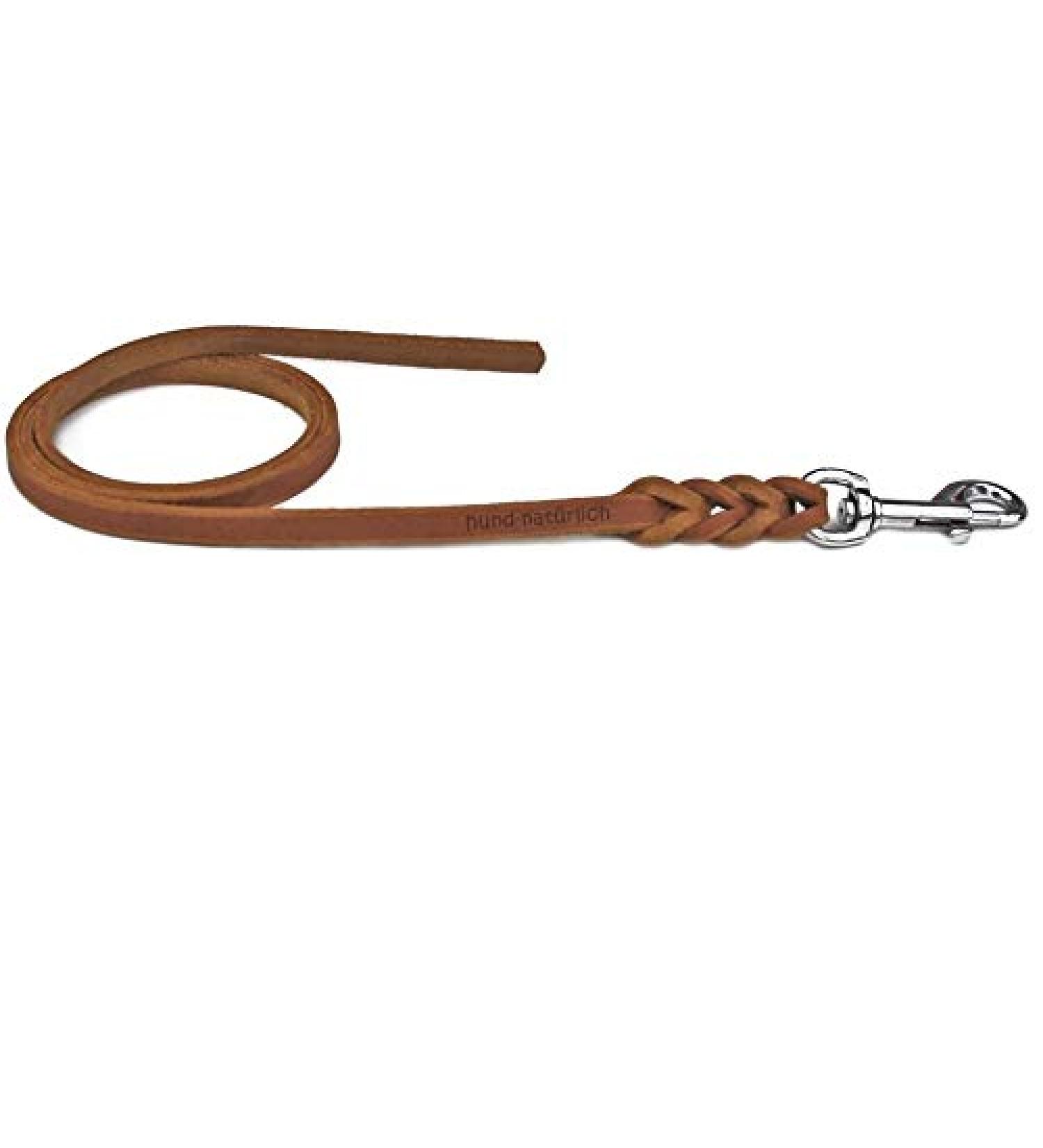 Fat leather leash leather leash for dogs 5m 7.5m 10m (5m x 15mm cognac chrome) 5m x 15mm cognac chrome hook