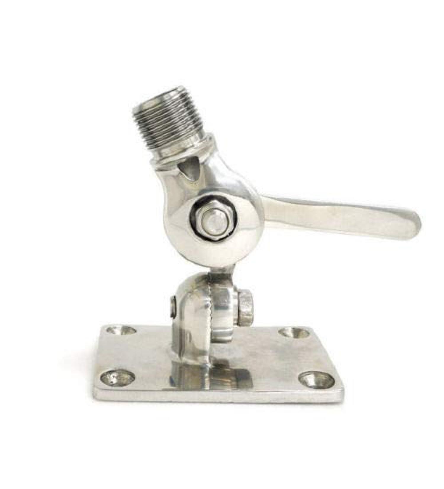 Alfa TSM-B1 Stainless Marine VHF Antenna 316 Stainless Steel Adjustable Base Mount for Boats 1"-14 inch Thread