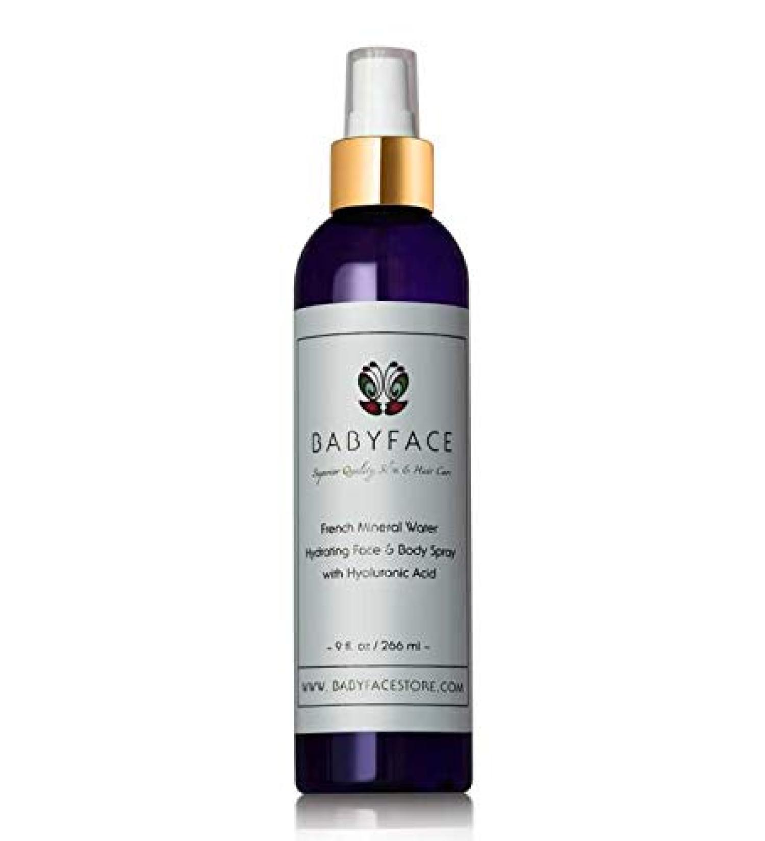 BABYFACE Hydrating Dewey Hyaluronic Acid Matrixyl 3000 Mineral Water Mist - Face Body Dry Skin Sets Make-Up 8.6oz
