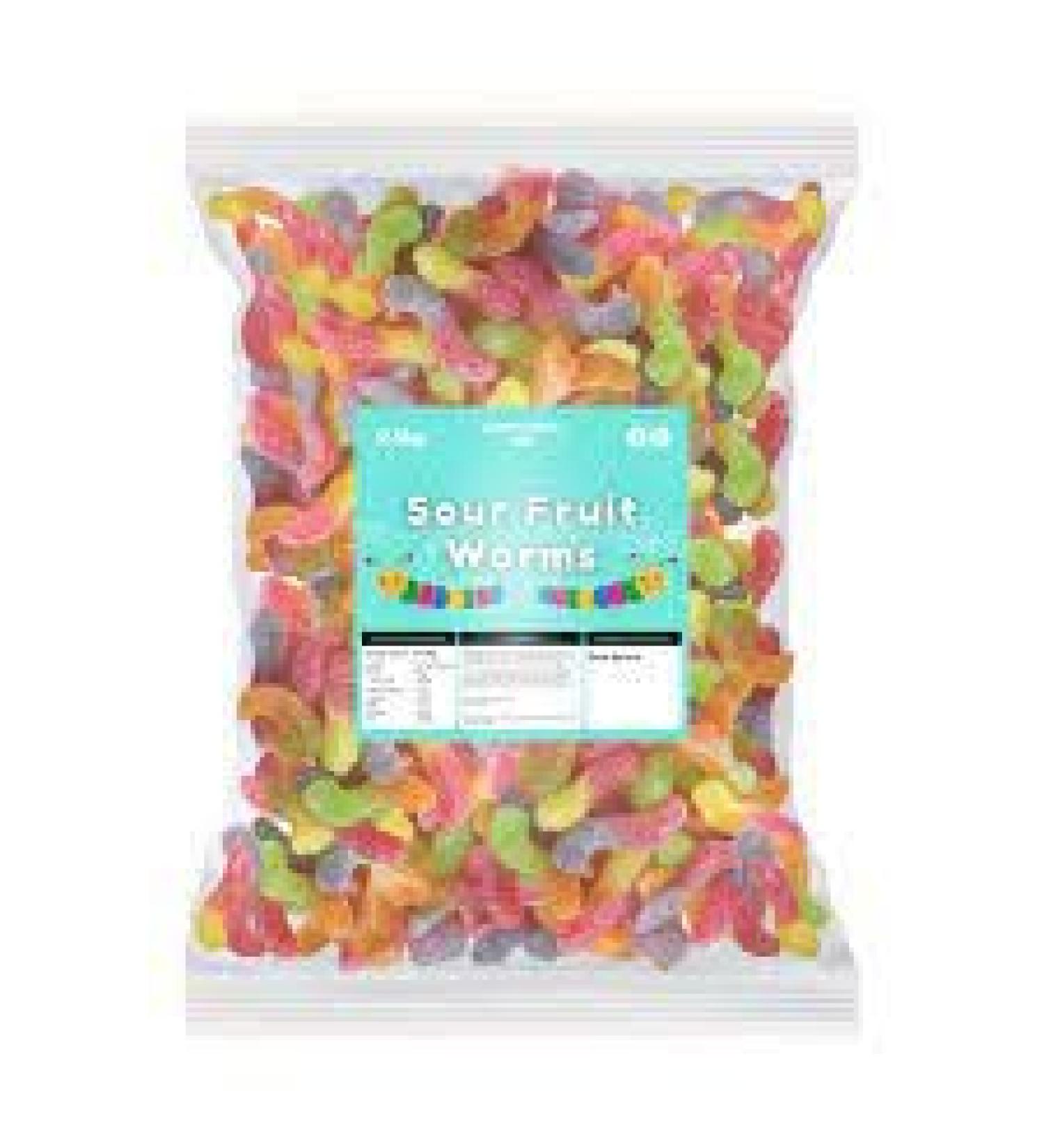 CandyCrave Fizzy Sour Fruit Worms Fizzy Coated Jelly Sweets 1Kg