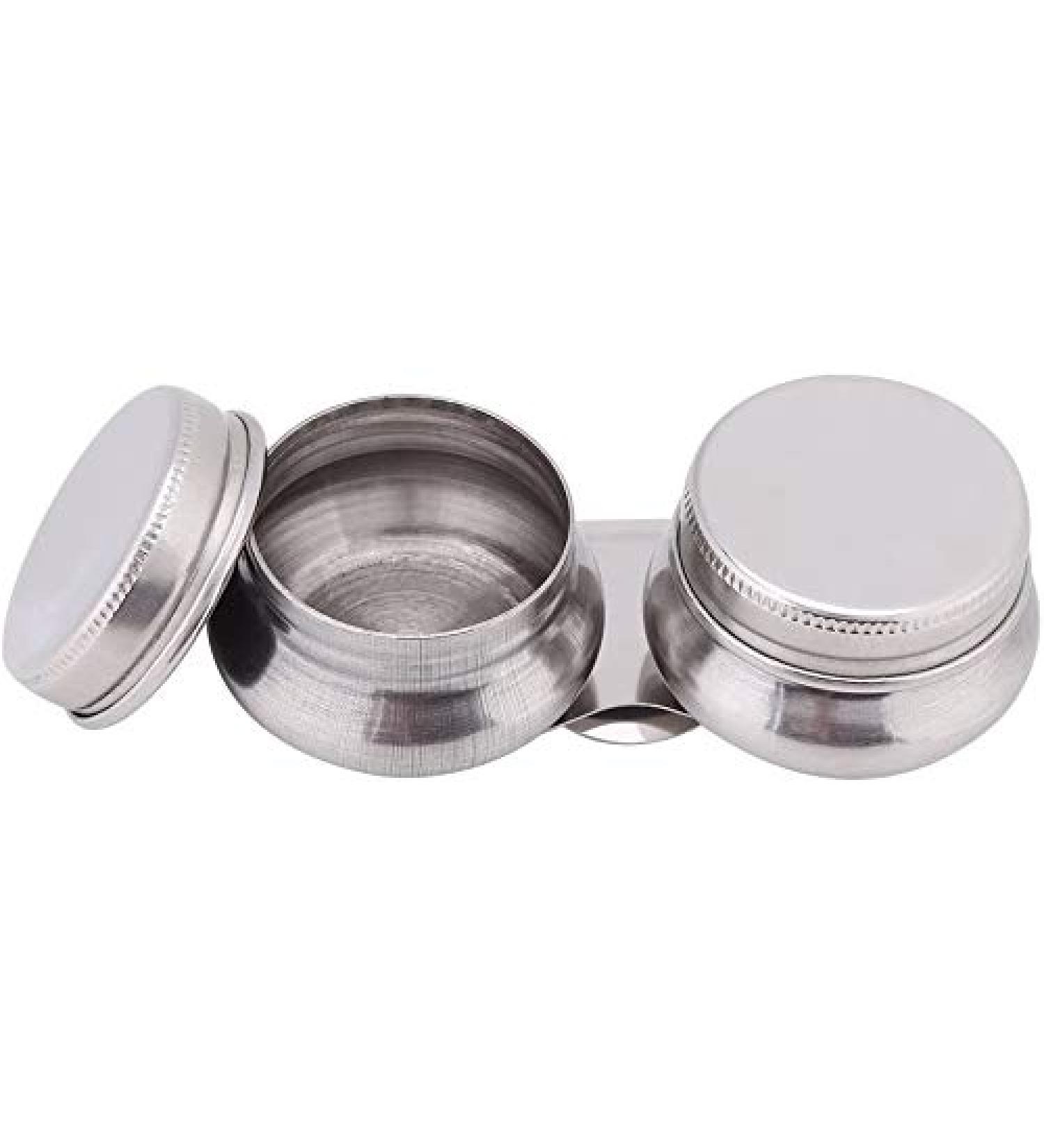 Stainless Steel Double Dipper Palette Cup - Large Size with Screw Hat for Turpentine and Paint Megilp - Buy Online on GoSupps.com