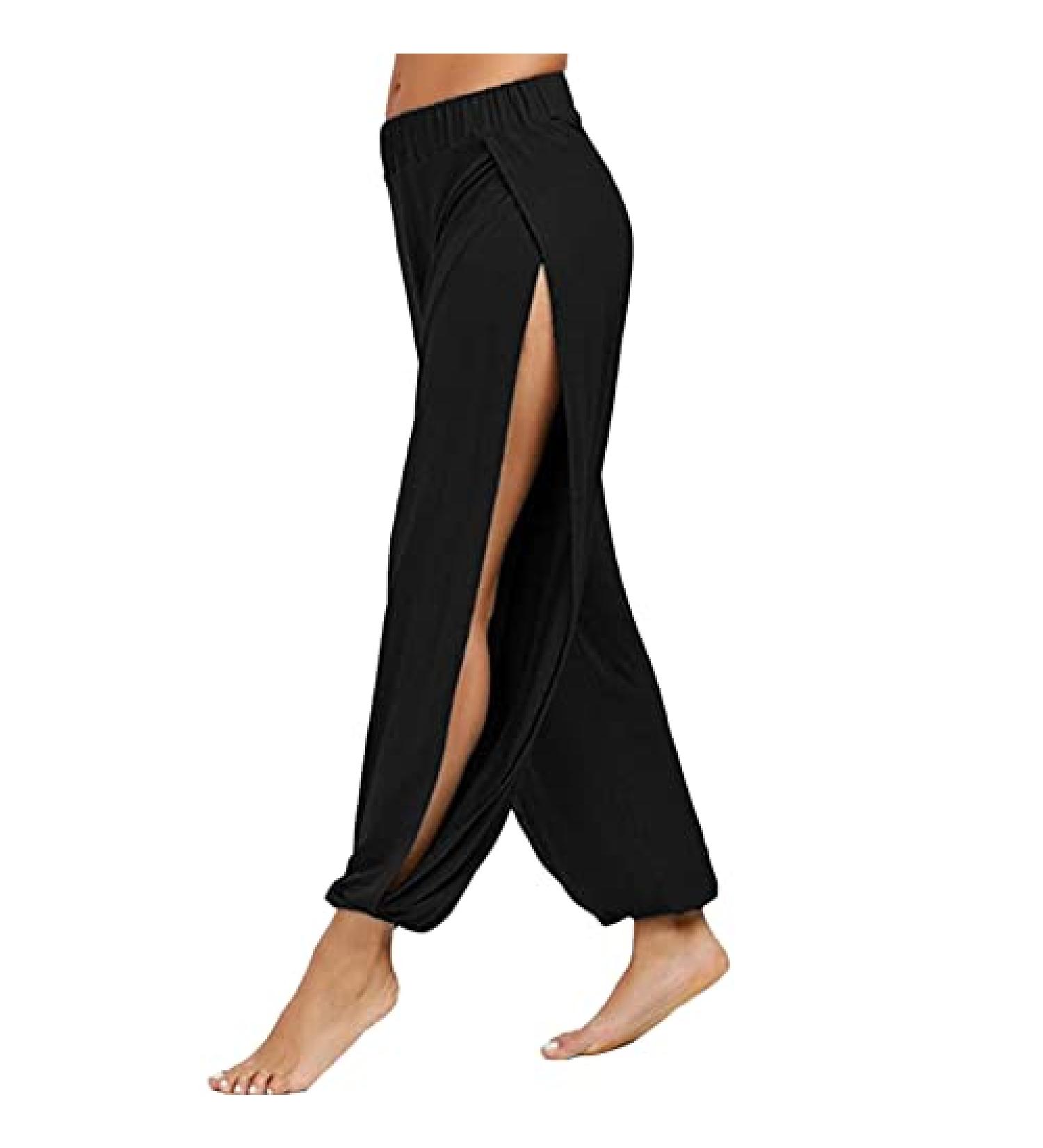 Black X-Large High Slit Harem Pants for Women - Hippie Yoga Trousers - Buy Online on GoSupps.com