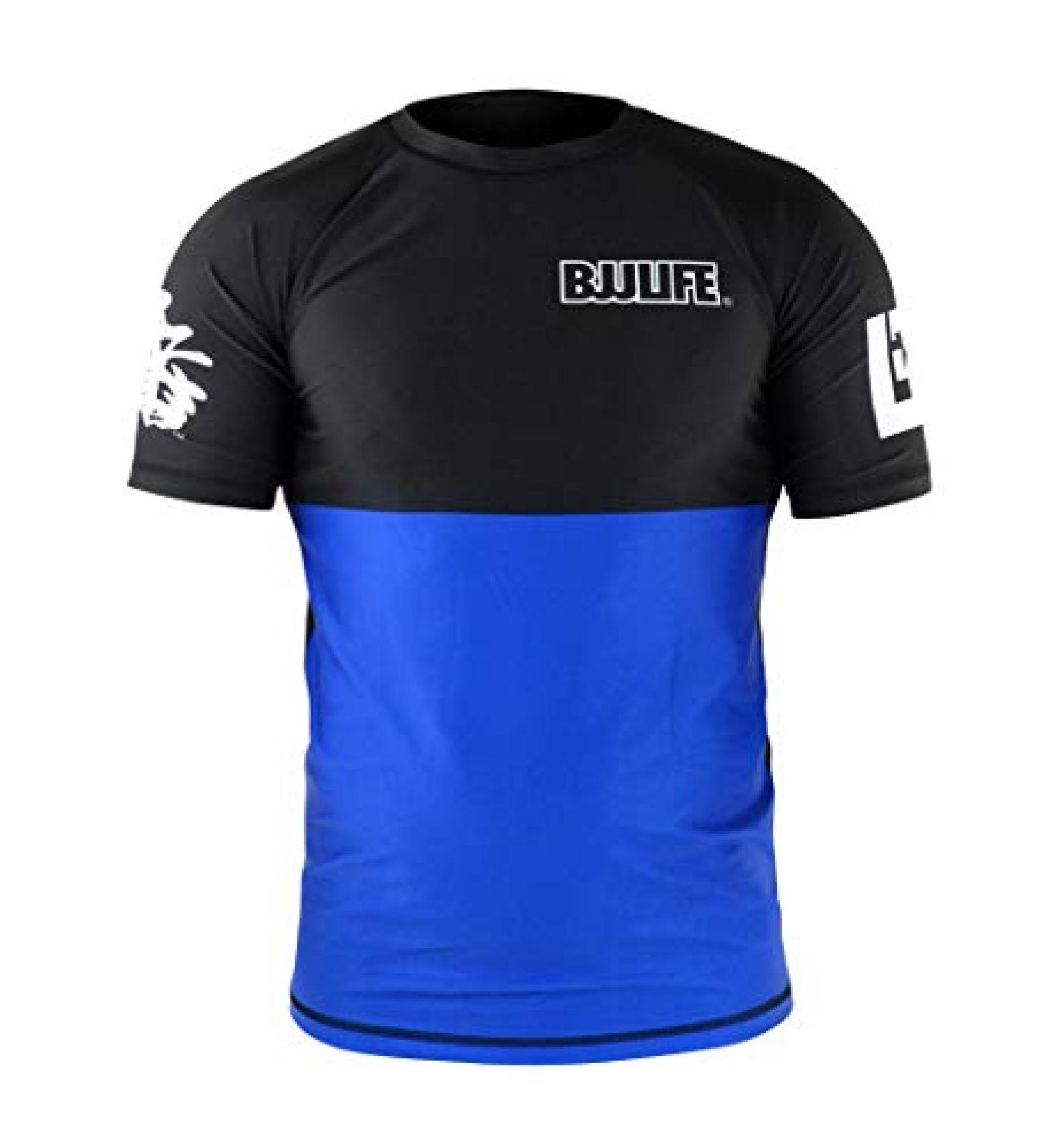 CompLite Ranked Rash Guard | Short Sleeve | No GI Brazilian Jiu Jitsu | MMA BJJ Wrestling Training Water Sports | Blue | Medium