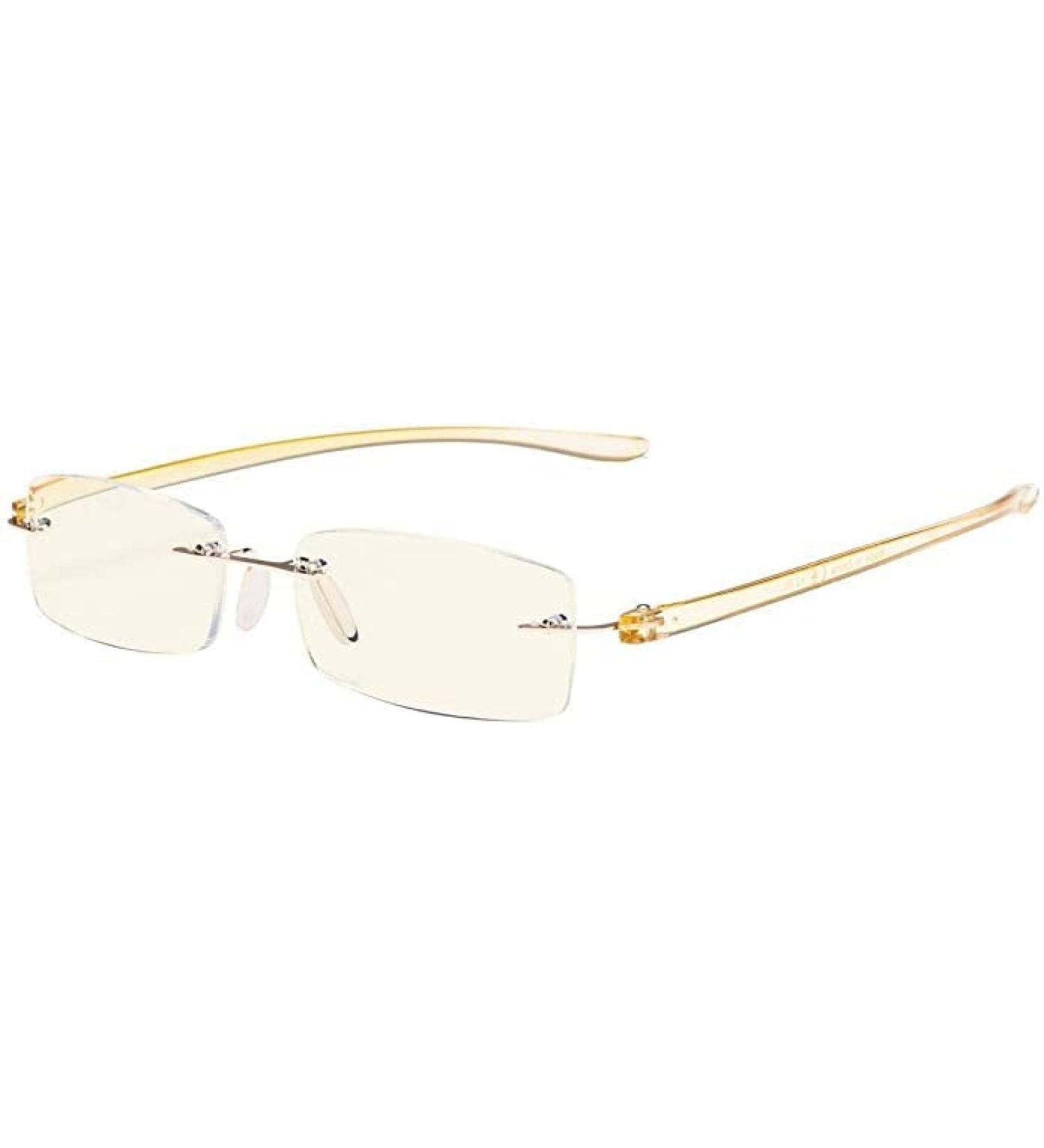 Eyekepper Rimless Computer Reading Glasses with Blue Light Filter - Yellow Arm 2.0x - Buy Online on GoSupps.com