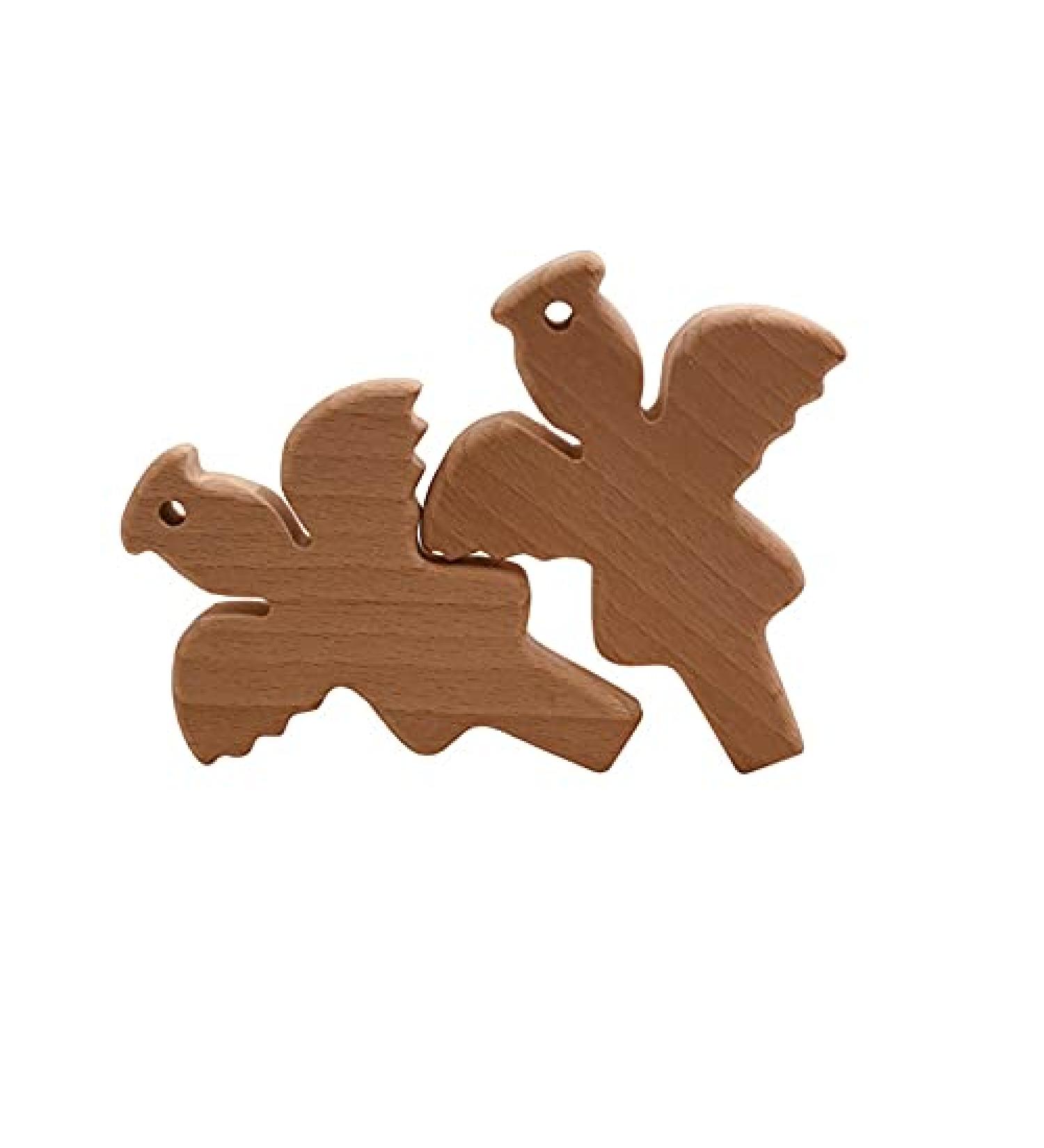 Angel Baby Cartoon Wood Teether Set - Natural Beech Teething Toy (2pcs) - Buy Online on GoSupps.com