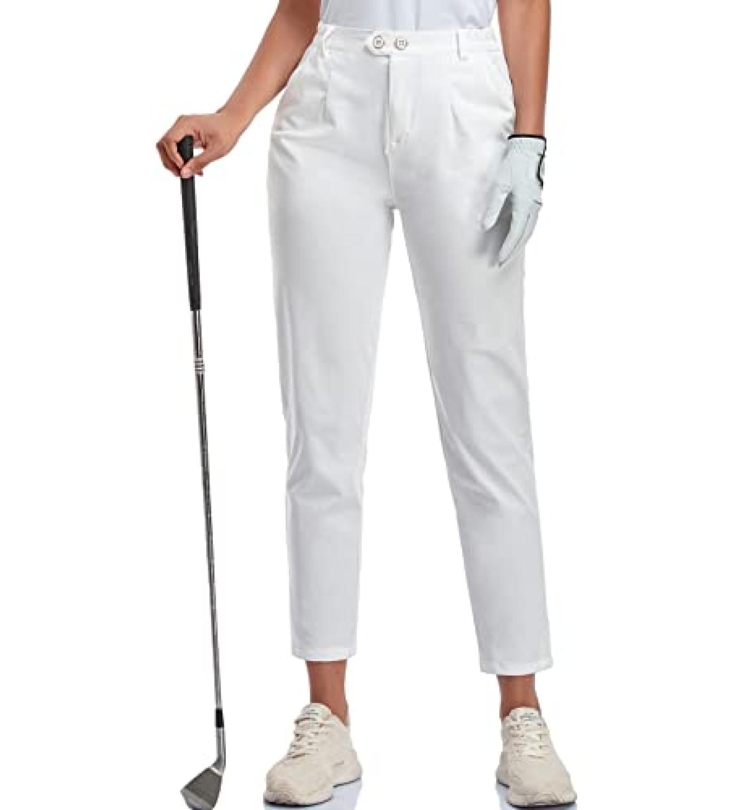 Women's Slim Fit Stretch Golf Pants with Pockets - Bright White - Size Large - Buy Online on GoSupps.com