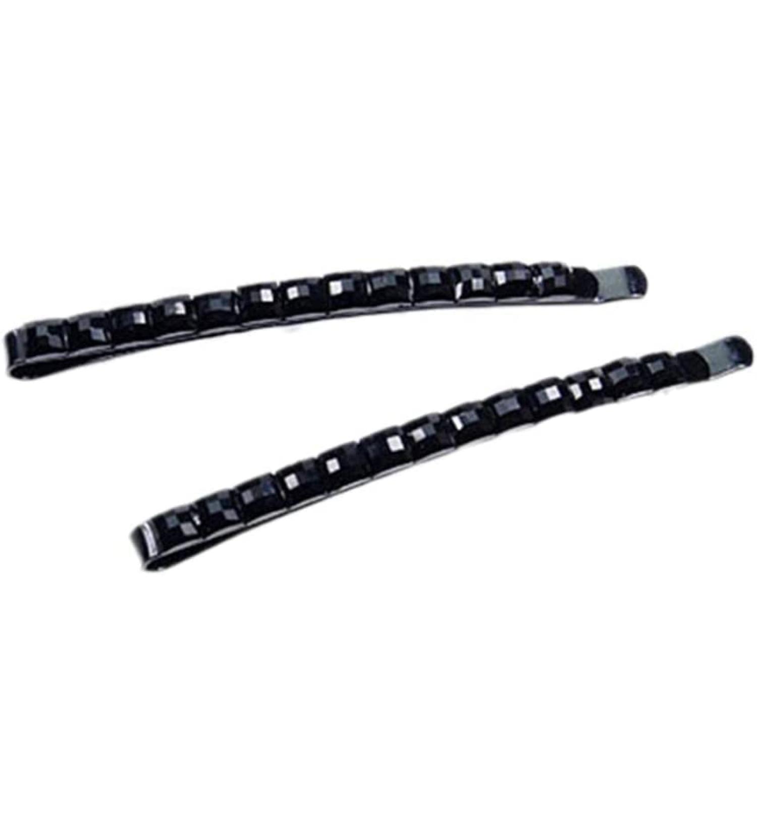 Black Rhinestone Crystal Hair Pins - 2Pcs Sparkly Bobby Barrettes for Women - Buy Online on GoSupps.com