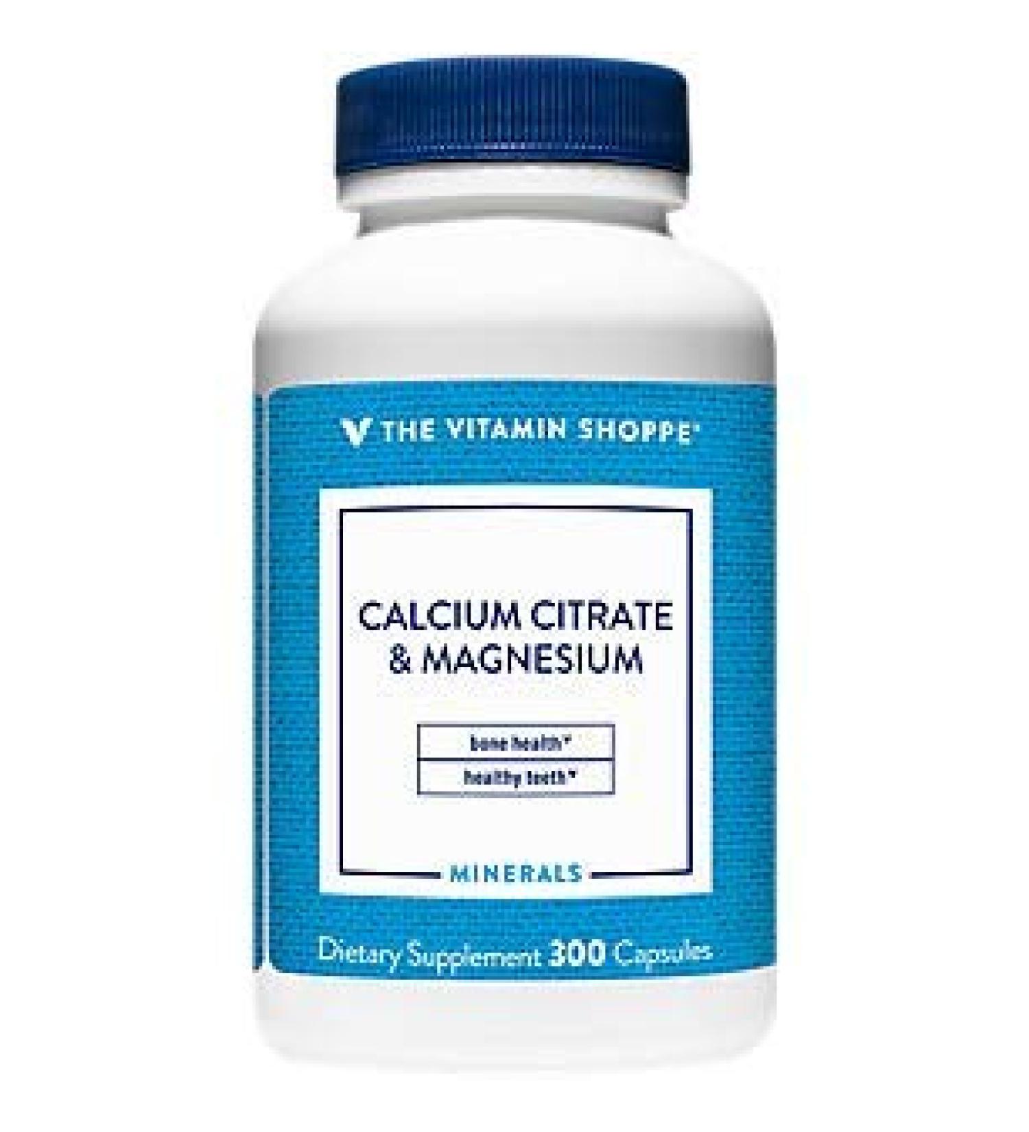 Calcium Citrate & Magnesium 300 Capsules by The Vitamin Shoppe - 300 Count - Buy Online on GoSupps.com