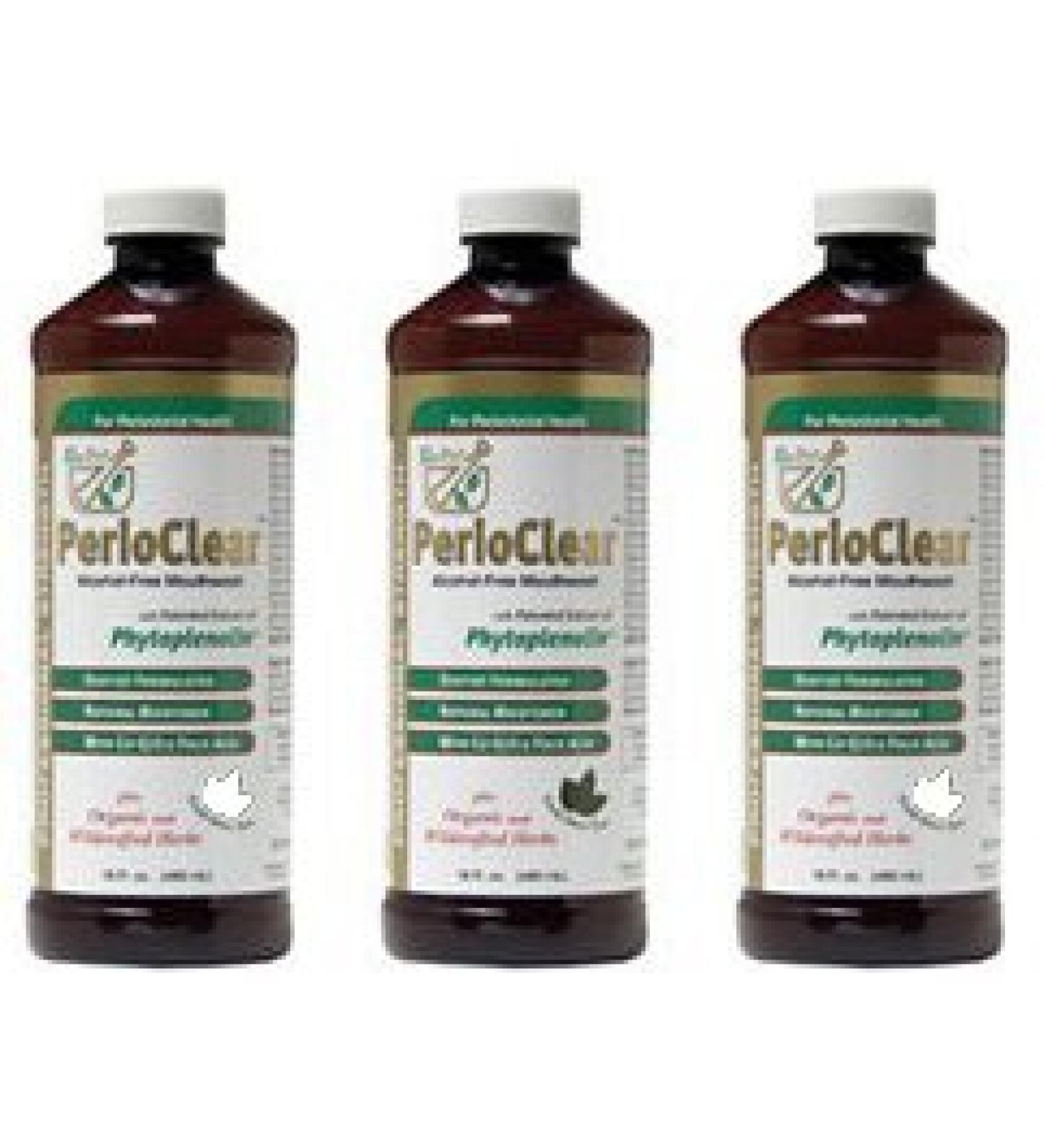 Perioclear Organic Alcohol-Free Mouthwash 3-Pack - Dentist Formulated, Fluoride-Free, Preservative-Free - Whitens Teeth, Freshens Breath, Removes Plaque - 16 OZ Bottle Value Pack - Buy Online on GoSupps.com