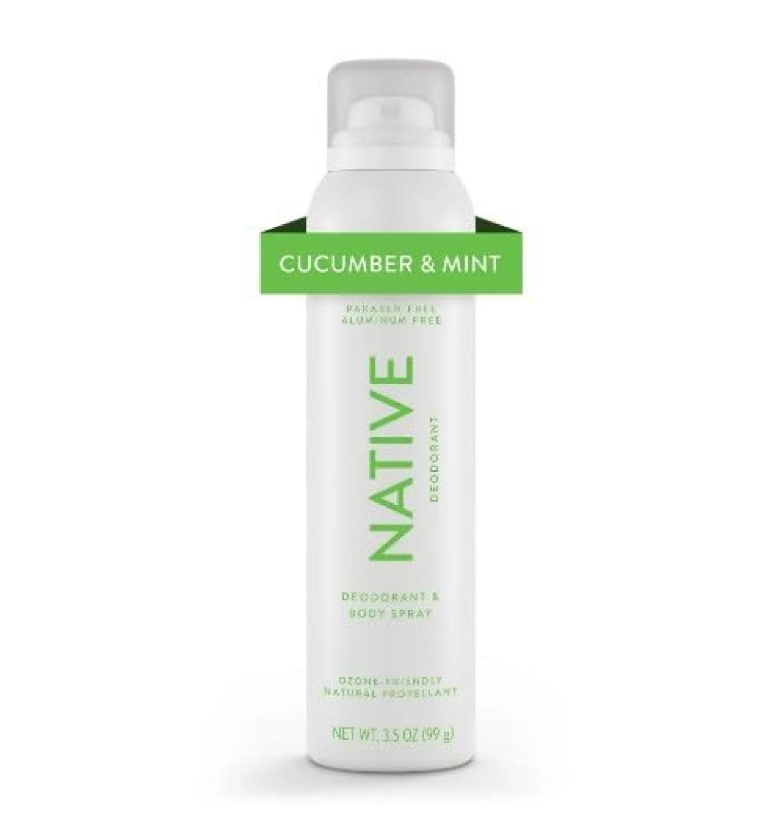Native Deodorant & Body Spray - Cucumber & Mint Paraben & Aluminum-Free 3.5 oz - Unisex Natural Freshness - Buy Online on GoSupps.com