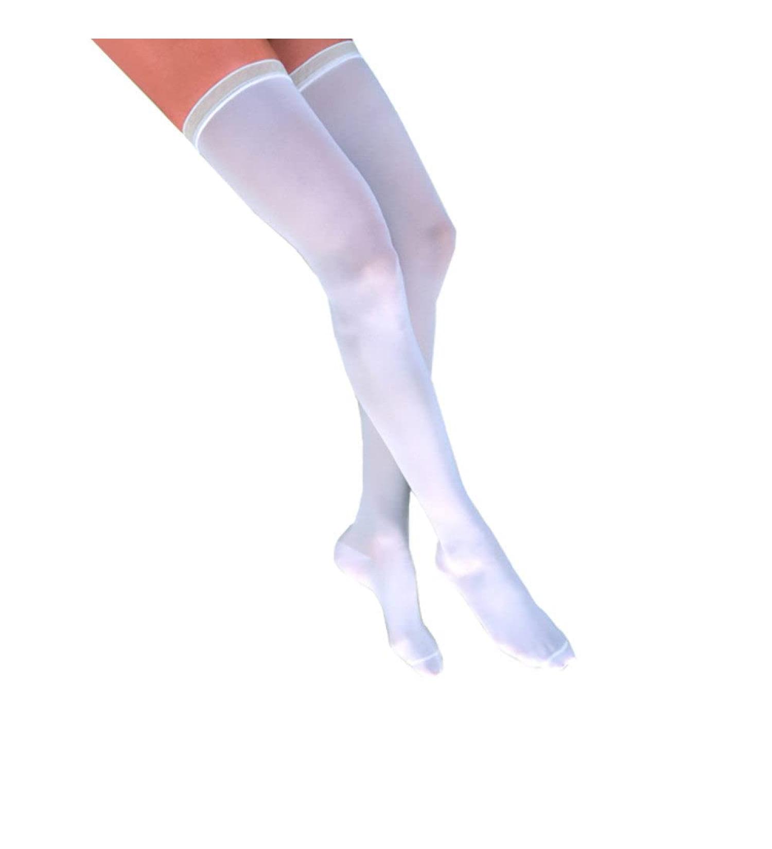 Anti-Embolism Thigh-High Elastic Stockings Small Short White