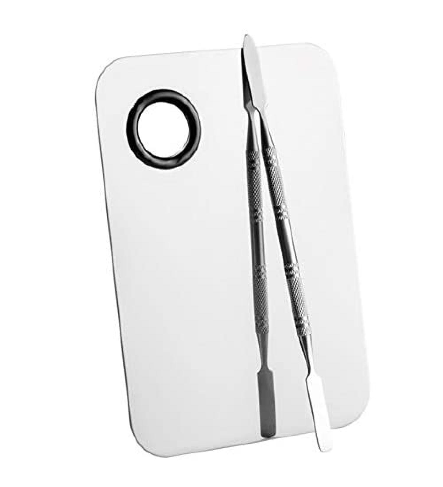 6x4 Stainless Steel Makeup Mixing Palette with Spatula Tool - Professional Cosmetic Artist Blending Palette for Foundation Mixing - Buy Online on GoSupps.com