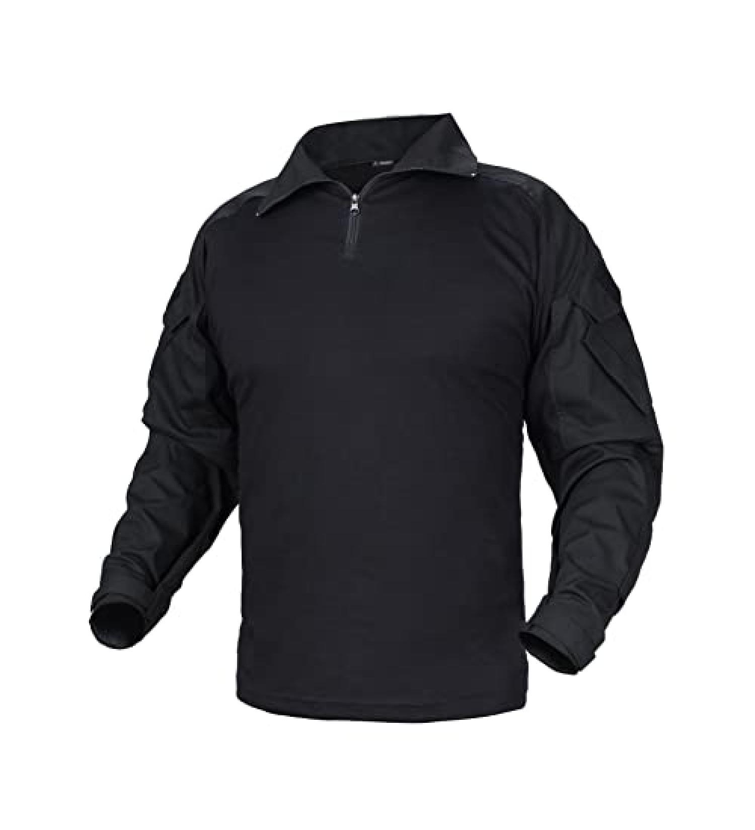 IDOGEAR Men G3 Combat Shirt with Elbow Pads - Black Large | Tactical Military Airsoft Clothing - Buy Online on GoSupps.com
