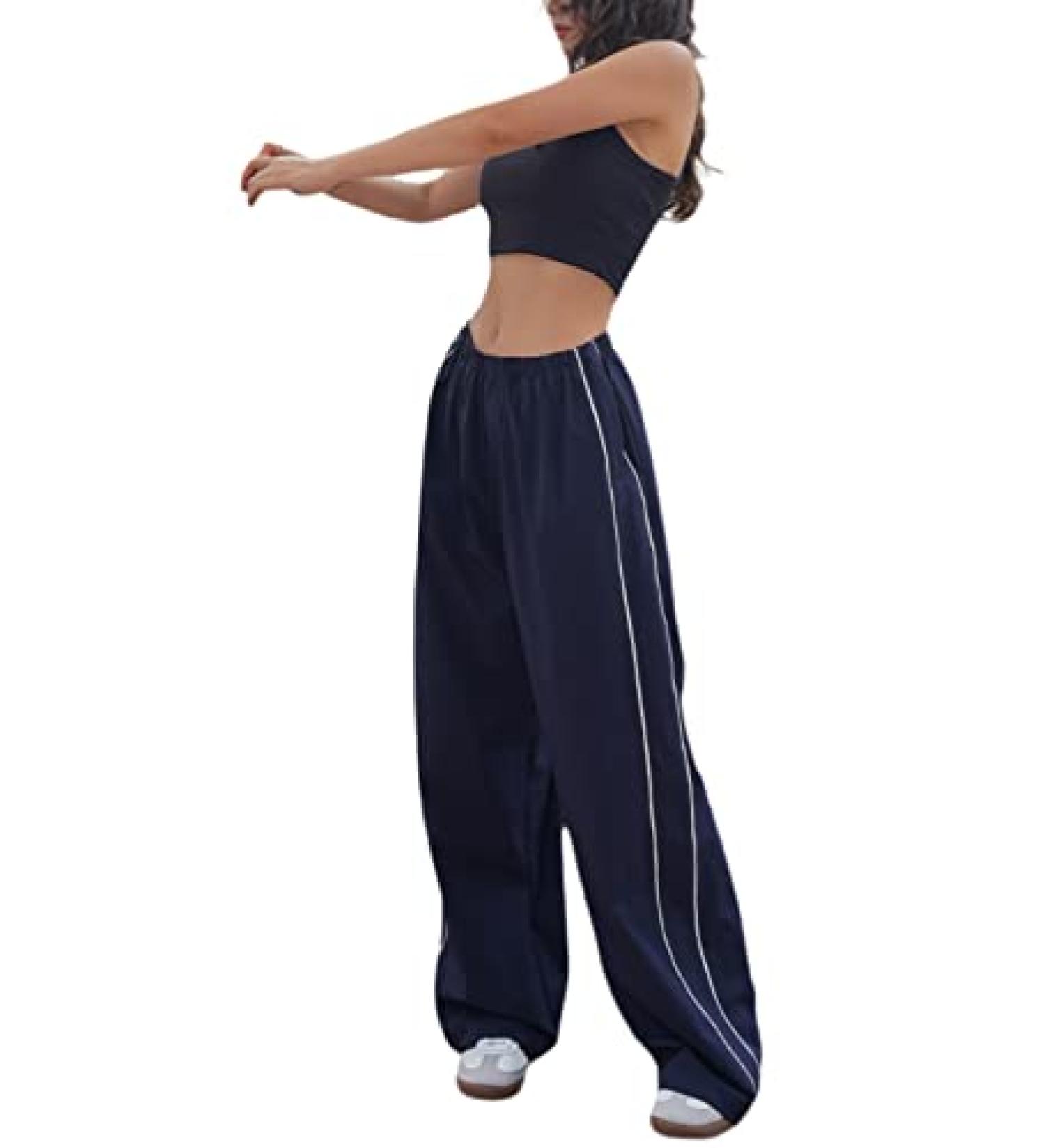 Lianlive Women's Navy Wide Leg Parachute Pants - Medium - Buy Online on GoSupps.com
