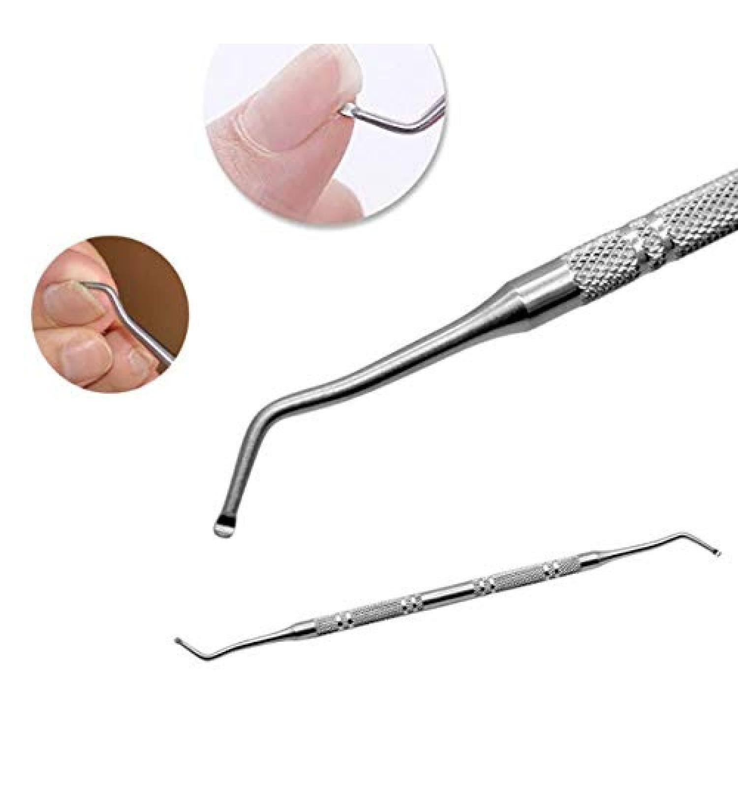 Stainless Steel Double Head Nail Groove Scoop - Nail Cuticle Pedicure Tool - Buy Online on GoSupps.com