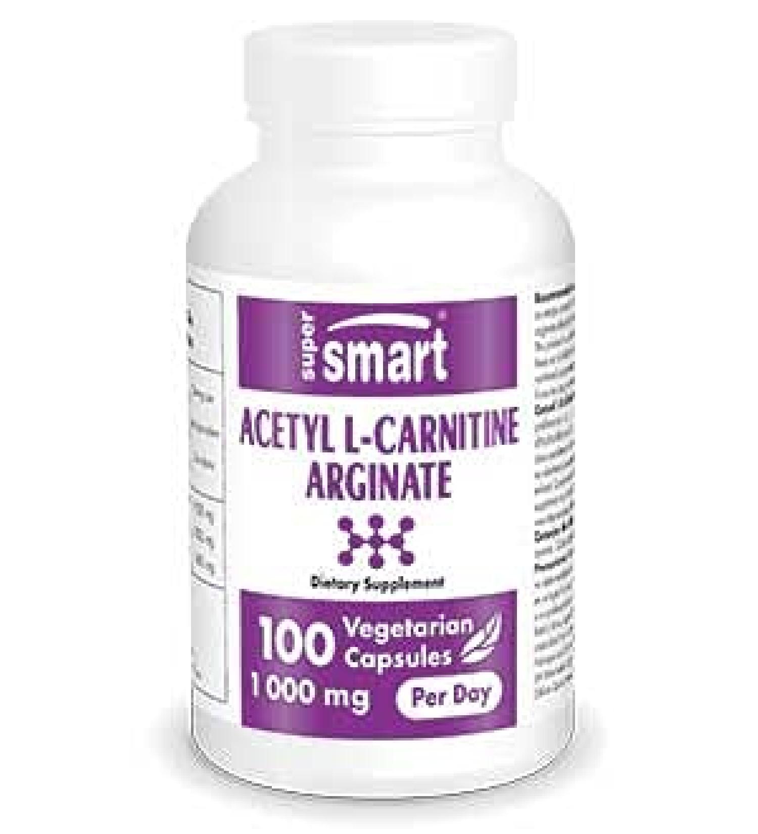 Supersmart Acetyl L Carnitine Arginate 1000mg - Brain Supplement - 120 Vegetarian Capsules - Buy Online on GoSupps.com