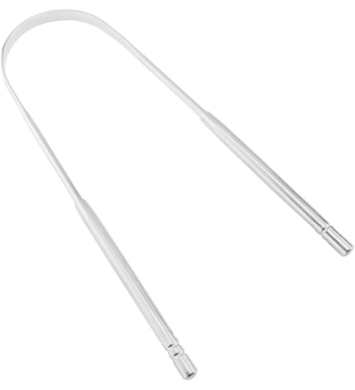 Silver Tongue Scraper - Stainless Steel Tongue Cleaner for Bad Breath Relief | Mouth Management Tool for Adults - Buy Online on GoSupps.com