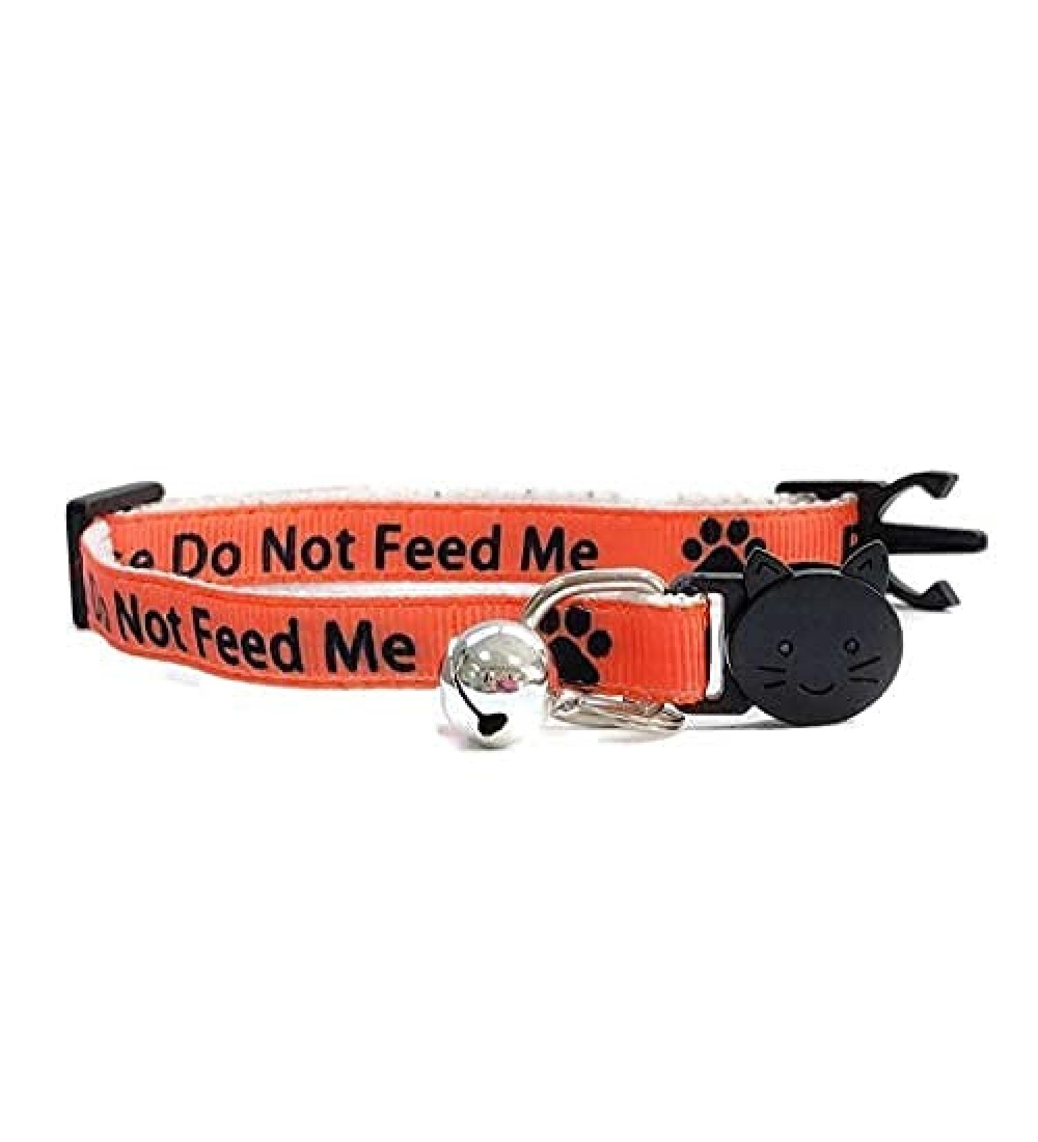 ZACAL Cat Collar with Bell | Orange 'Please Do Not Feed Me' Worded Collar | Quick Release Breakaway Buckle - Buy Online on GoSupps.com