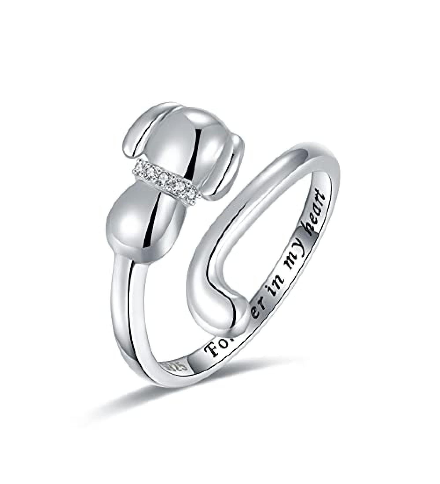 EJALEN 925-Sterling-Silver Puppy Dog Ring - Forever in My Heart CZ Adjustable Open Dog Jewelry for Women - Buy Online on GoSupps.com
