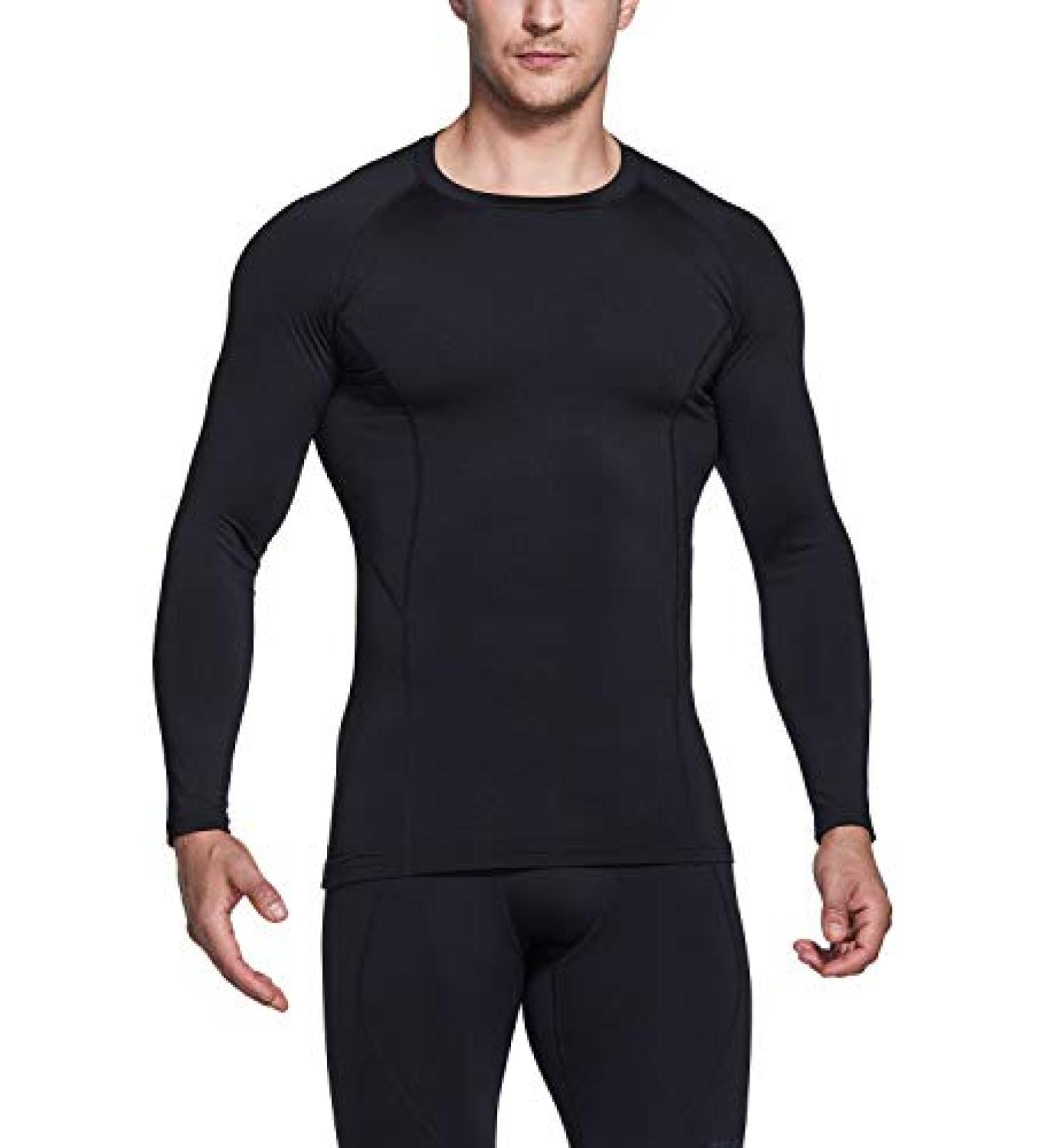 TSLA Men's Thermal Compression Shirt 1 or 2 Pack - Black, Medium | Winter Base Layer for Running & Sports - Buy Online on GoSupps.com