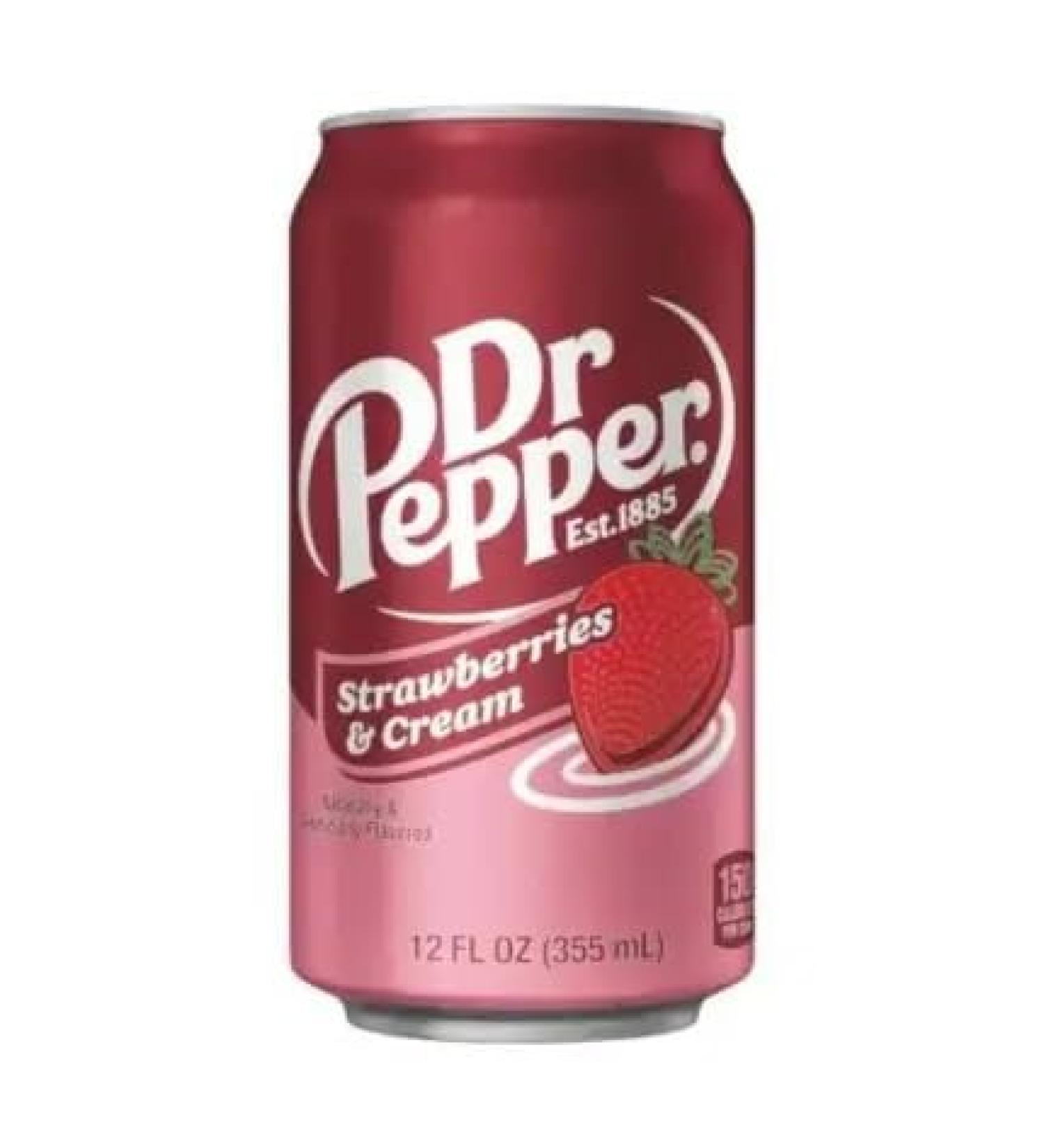 Candybox Carbonated drink Dr Pepper - American sweets - refreshing drink - drinks cans - Party drinks - taste Strawberry Cream soda - 355ml 1 Pack Straw Cream