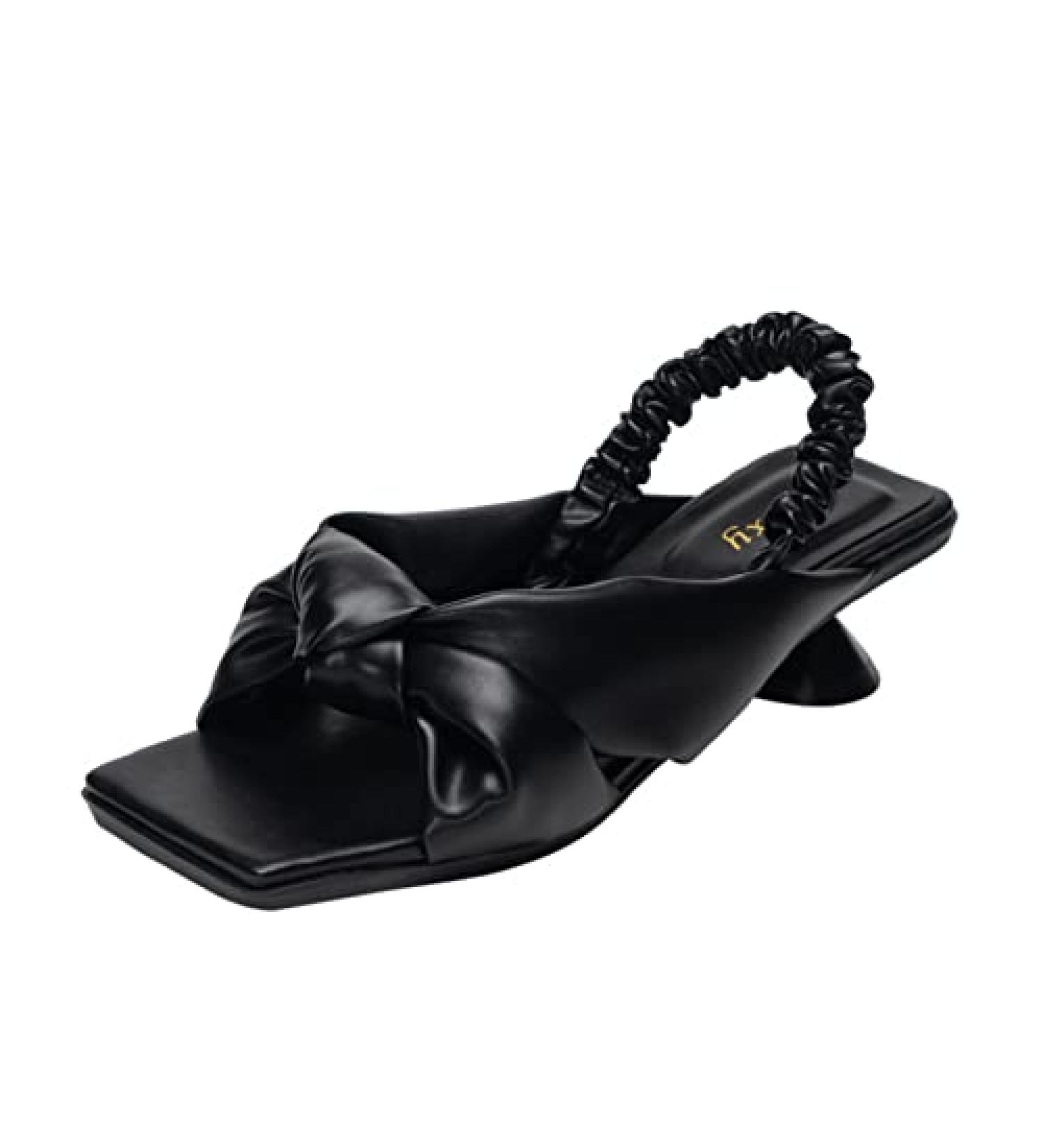 Women's Woven High Heel Crossknot Sandals - 10 Wide Black - Buy Online on GoSupps.com
