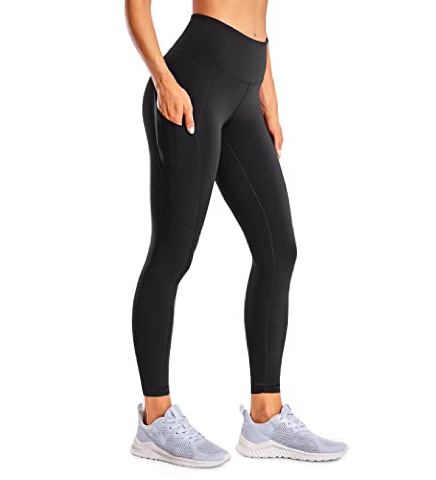 CRZ YOGA Women's High Waisted Naked Feeling Workout Leggings 25 Inches - Medium Black - Buy Online on GoSupps.com