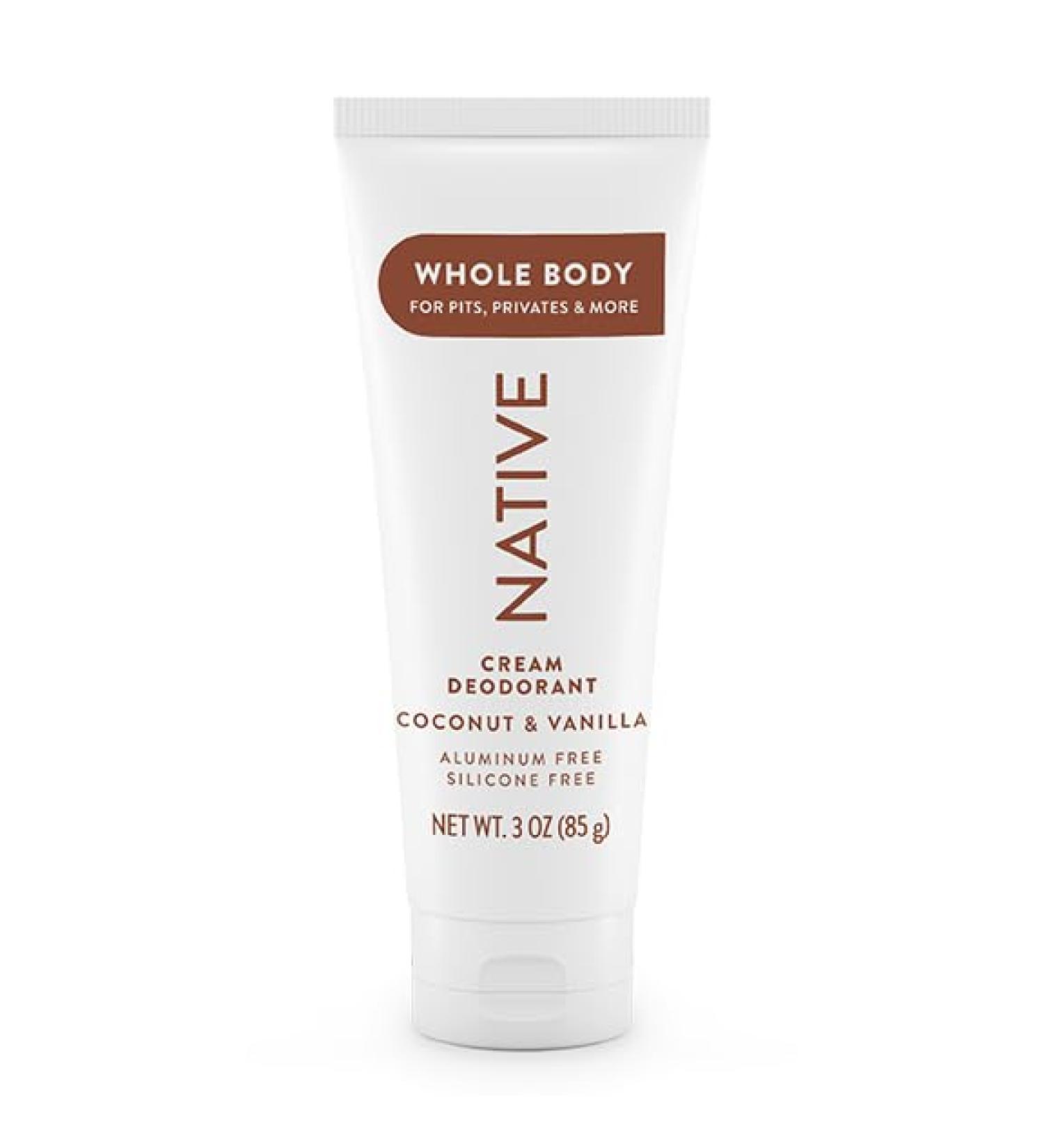 Native Whole Body Deodorant Cream Contains Naturally Derived Ingredients Deodorant for Women & Men | 72 Hour Odor Protection Aluminum Free with Coconut Oil and Shea Butter | Coconut & Vanilla - Buy Online on GoSupps.com